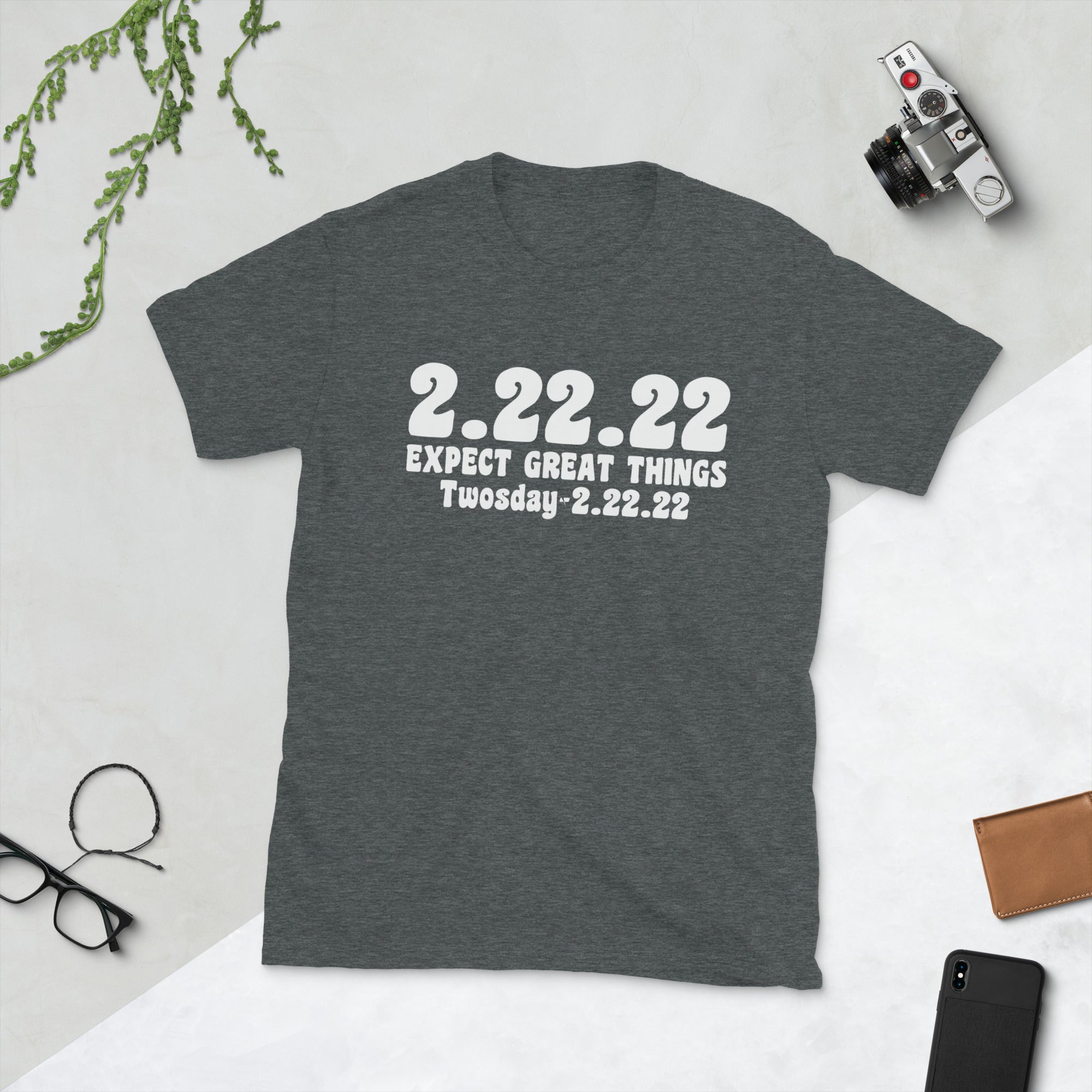 Lustiges Zweitagsshirt, Zweitags-T-Shirt, Erwarte großartige Dinge, Dienstag, 22.02.22, Numerologie-Geschenke, 22.02.22 Shirt, Mathe-Lehrer-Shirt, 22.02.2022