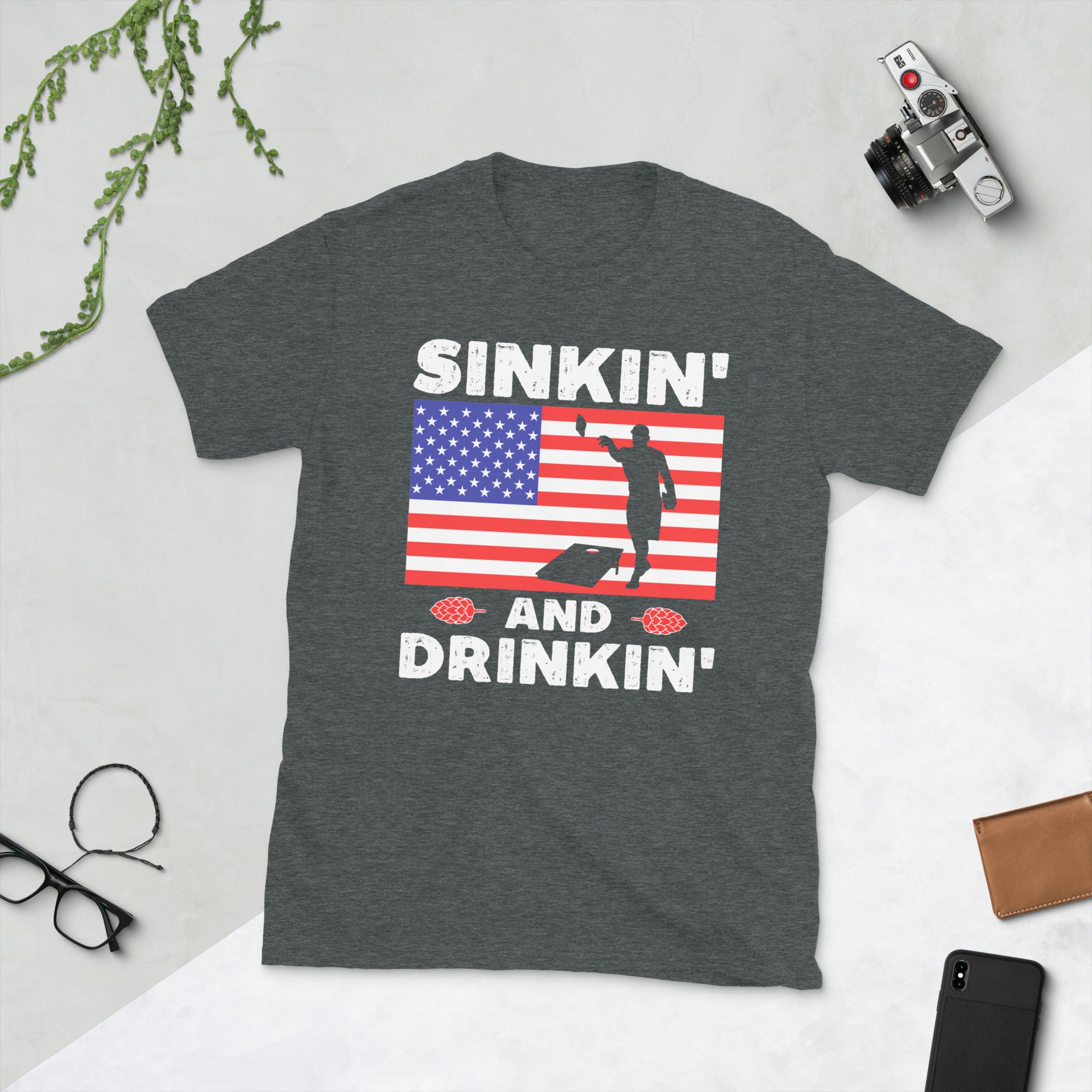 Funny Cornhole Shirt, Sinking And Drinking, Cornhole Board Tshirt, Beanbag Toss Gifts, Cornhole Champion, Patriotic American Flag Corn Hole