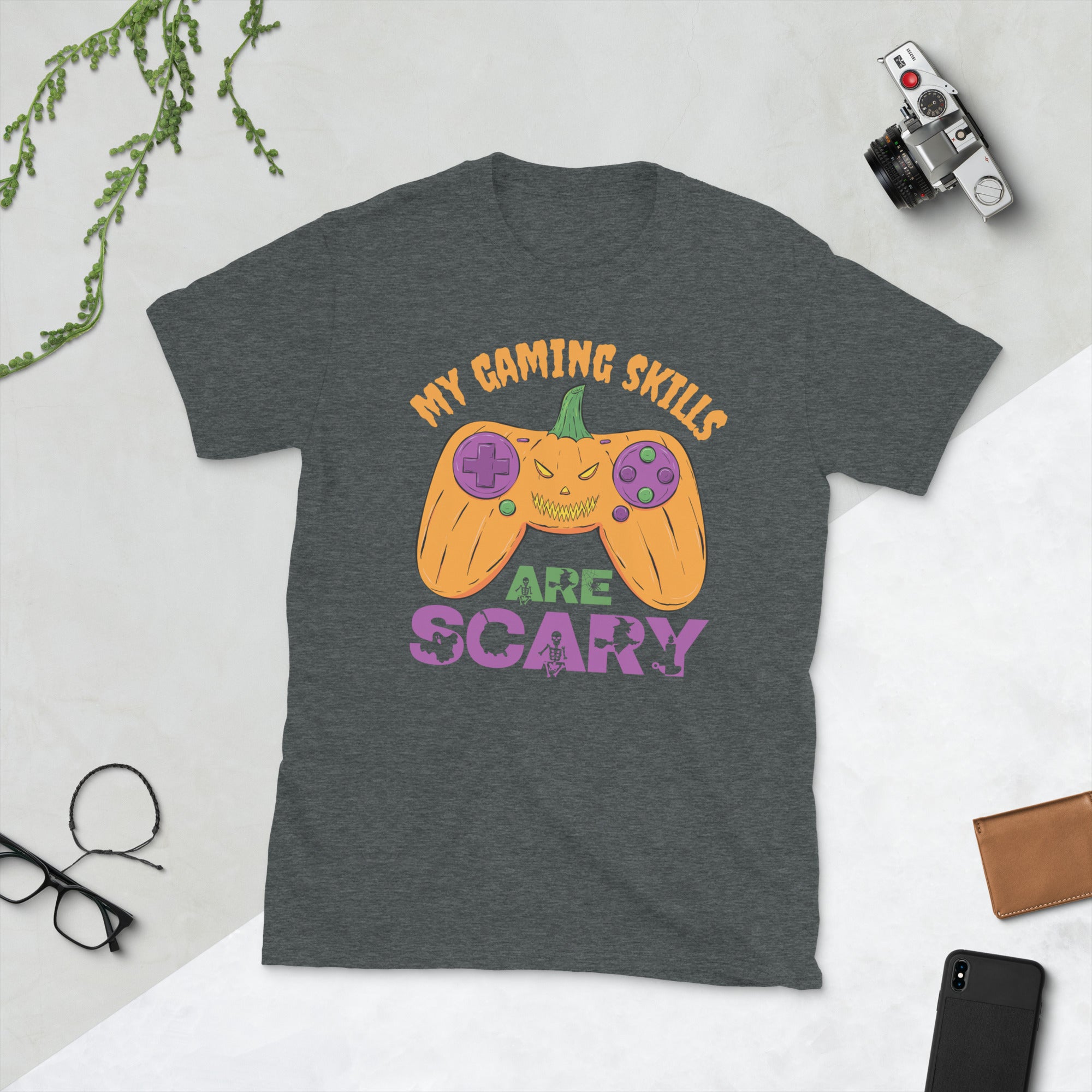 My Gaming Skills Are Scary, Funny Halloween Gamer Shirt, Pumpkin Video Gamer Controller Gifts, Halloween Gamer Costume, Jack O Lantern Shirt