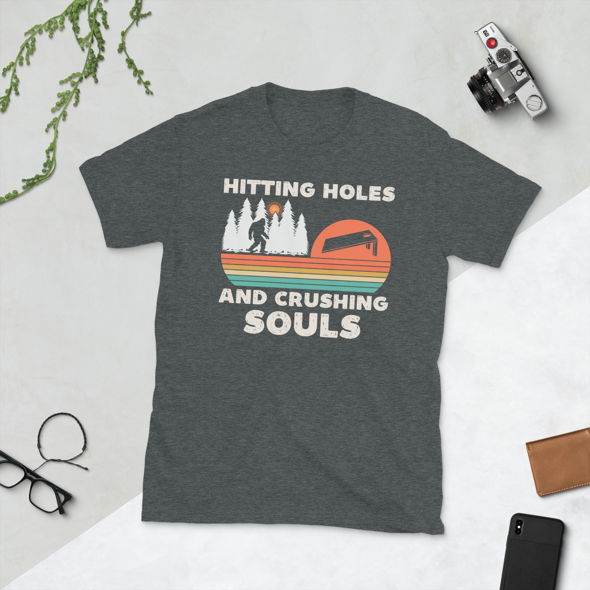 Hitting Holes And Crushing Souls Bigfoot Cornhole Shirt, Funny Cornhole Shirt, Corn Hole Team Gifts, Cornquatch Team Custom Shirts - Madeinsea©