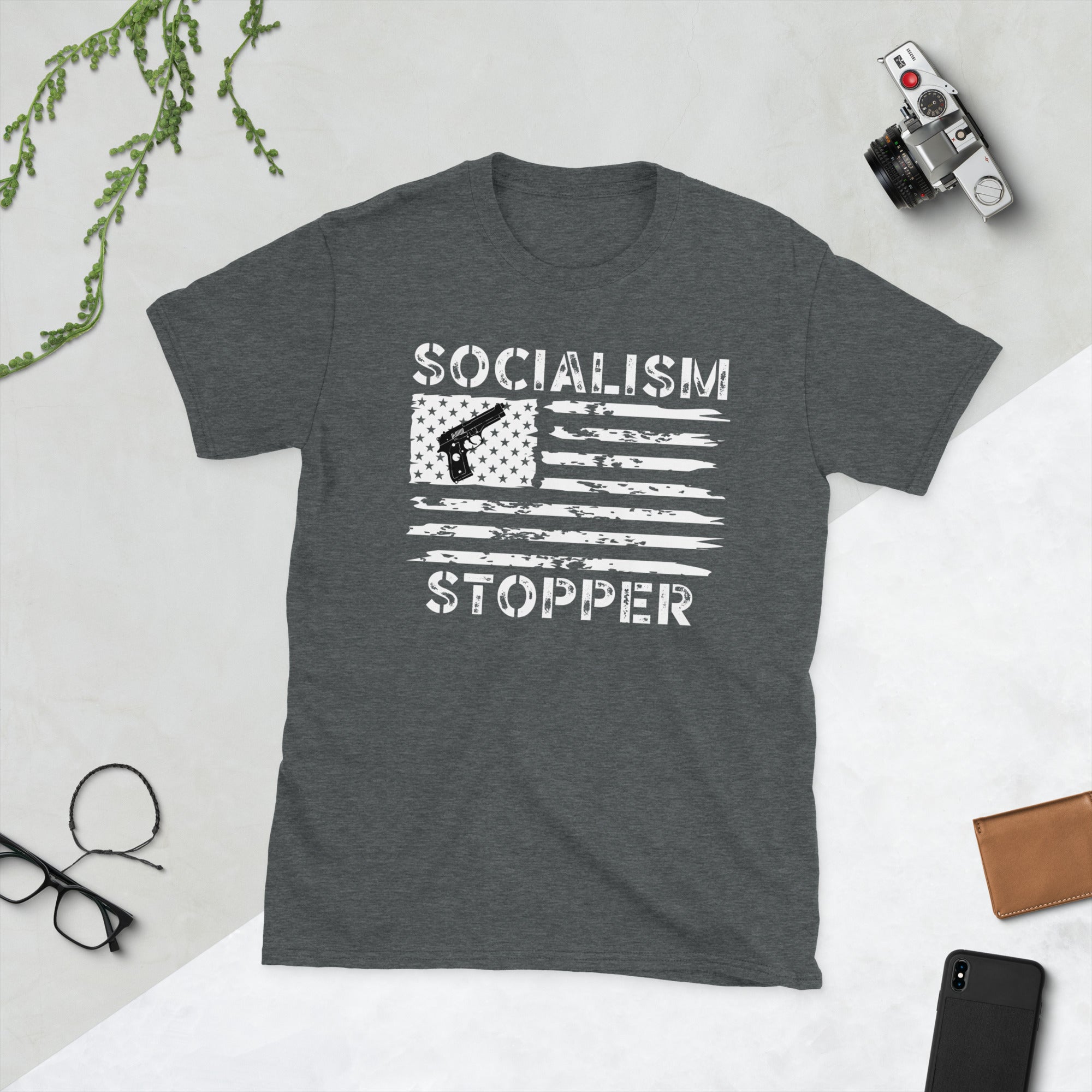 Socialism Stopper Pro Guns Shirt, Vintage USA Flag 2nd Amendment Patriotic Tshirt, Republican Shirt, Anti Socialism, Patriotic Gifts For Dad - Madeinsea©