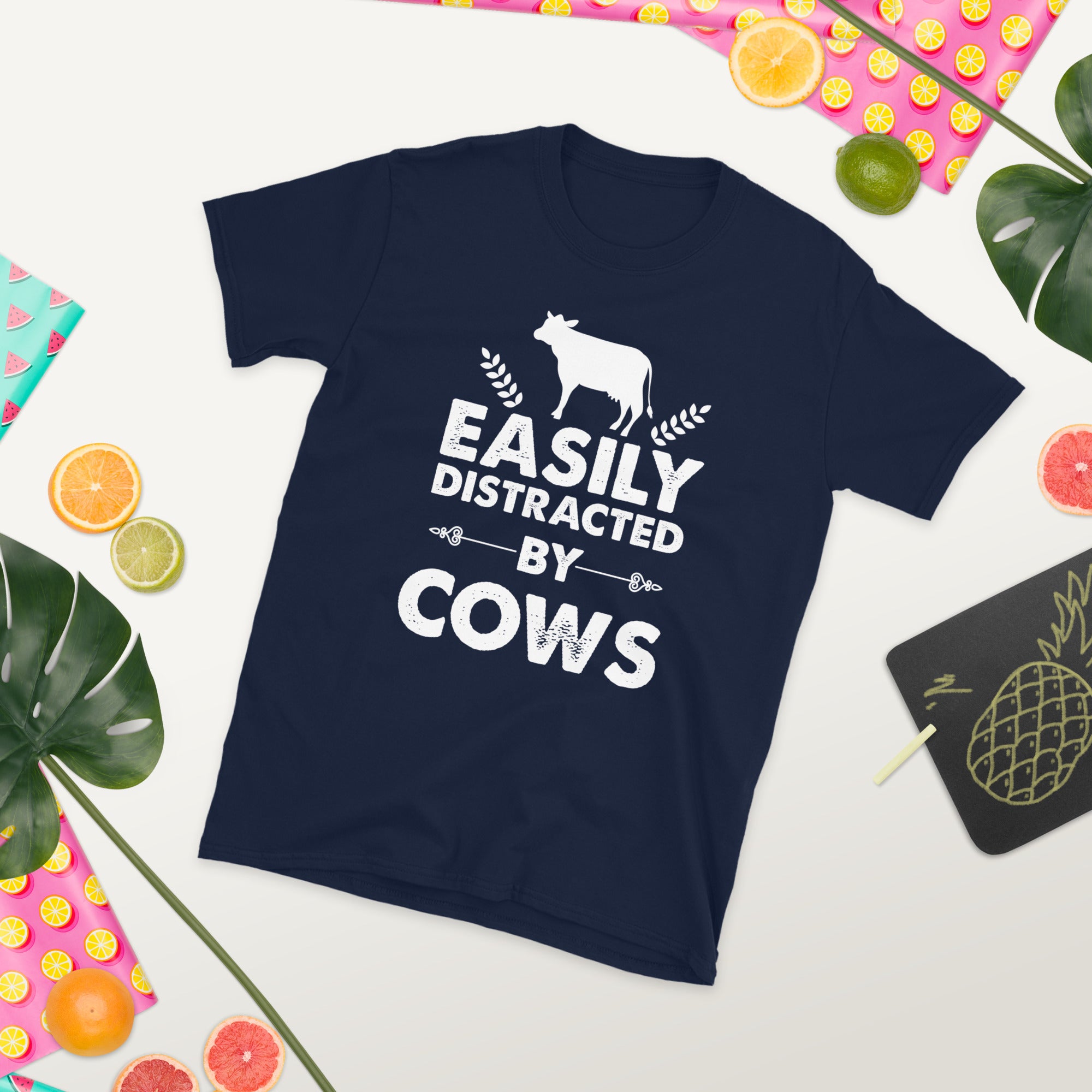 Easily Distracted By Cows, Cow Lover Tshirt , Animal Lover, Cow, Barn Life, Farm Life, Funny Farmer Shirt, Country Shirt, Farming Gift - Madeinsea©