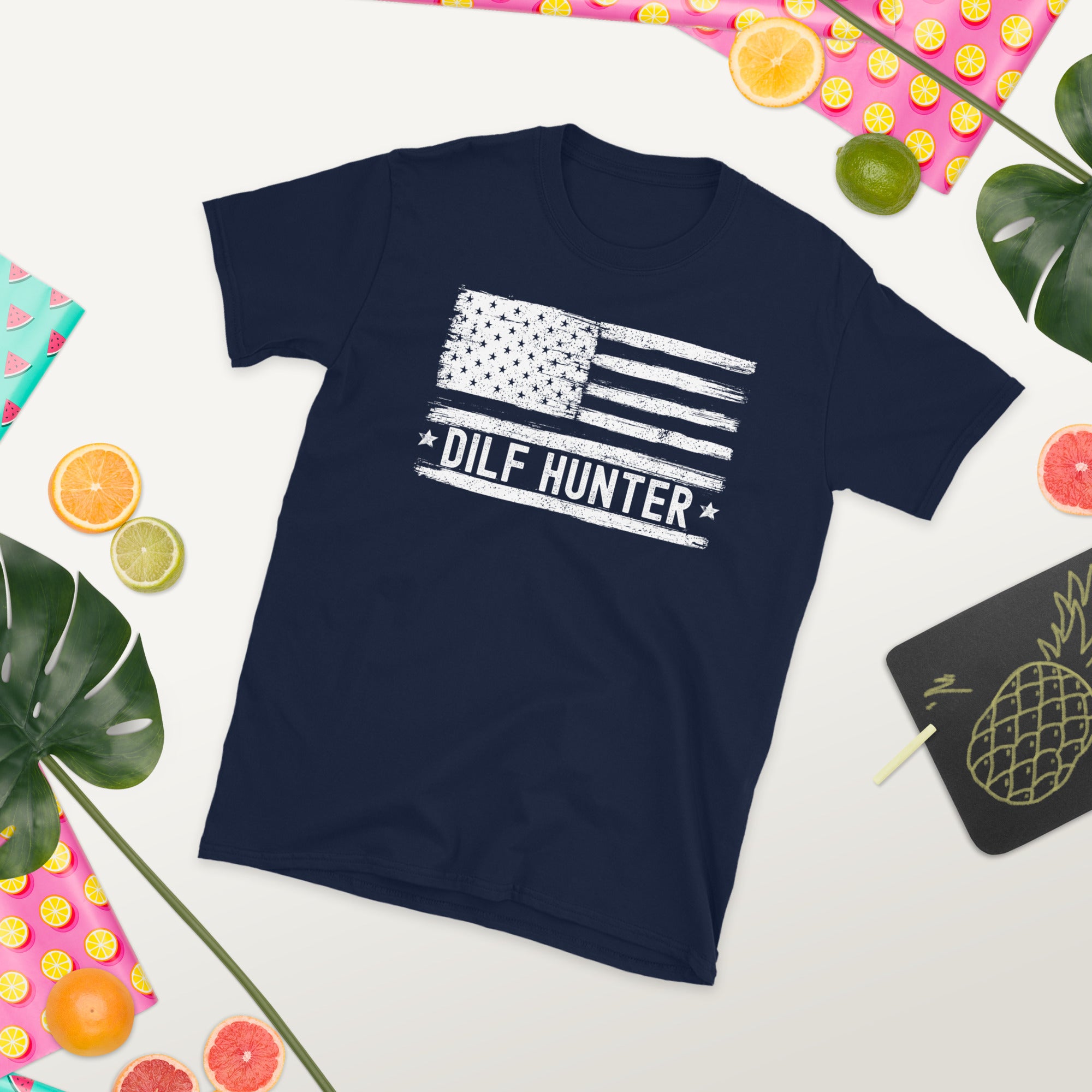 DILF Hunter, DILF USA American Flag Shirt, Patriotic Dilf Tshirt, American Dilf, Funny Dad Gifts, Anniversary Shirt, New Dad Funny Gift - Madeinsea©