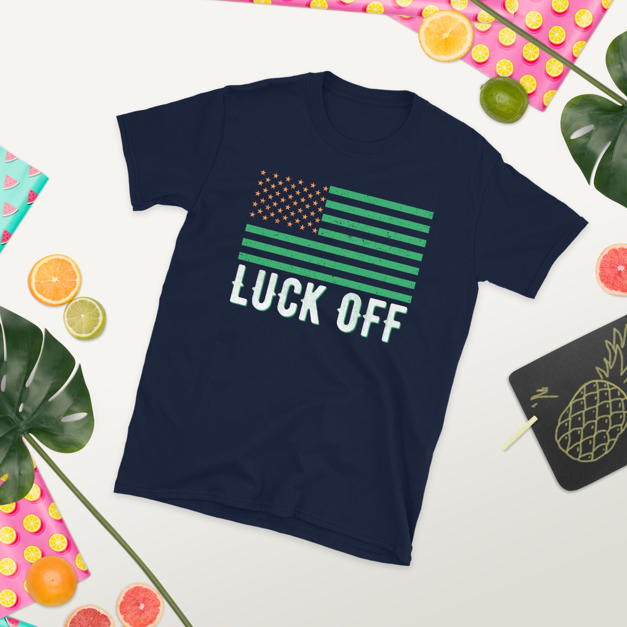 Luck Off Shirt, St. Patrick&#39;s Day Shirt, Shamrock TShirt, St Pattys Gifts, Funny Saint Patricks Shirts, US American Flag, 4 Leaf Clover Tee - Madeinsea©