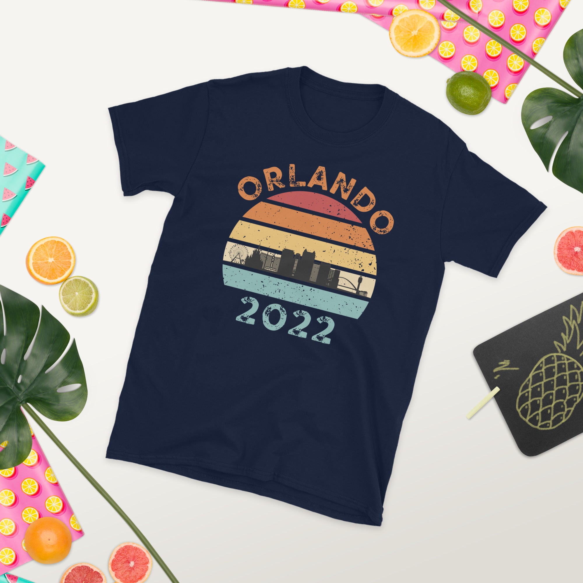 Camisa de vacaciones de verano de Orlando 2022, camisa de vacaciones familiares de Orlando, regalo de Orlando Florida, camisa de viaje a juego, camisa retro del horizonte de Orlando