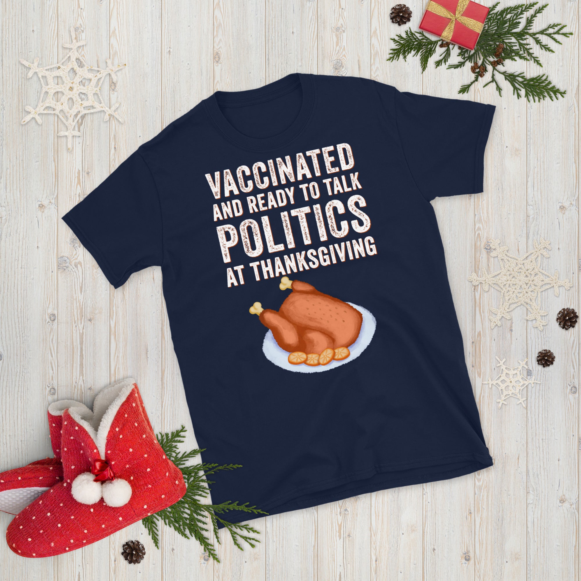 Vacunado y listo para hablar de política en la camisa de Acción de Gracias, camisa de pavo de Acción de Gracias, camisas familiares de Acción de Gracias, camisa divertida de Acción de Gracias