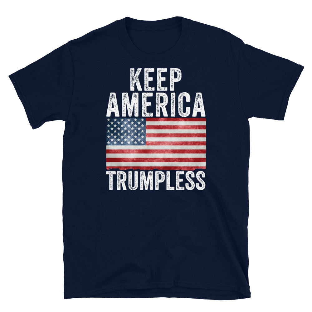 Keep America Trumpless Shirt, Keep America Trumpless US Flag T Shirt, Anti Trump Shirt, Vintage Distressed American Flag T Shirt - Madeinsea©