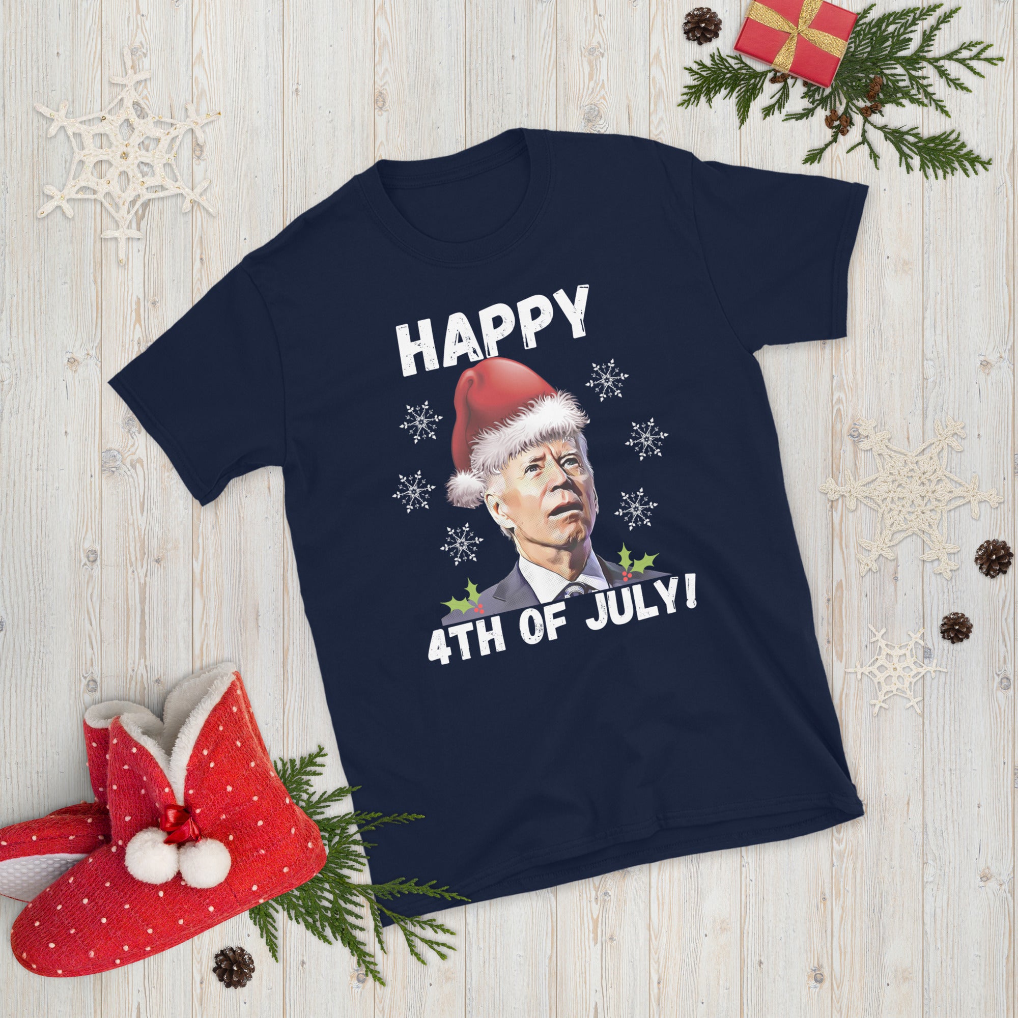 Santa Joe Biden Christmas Shirt, Happy 4th of July Ugly Christmas Sweater T-Shirt, Christmas Biden Shirt, FJB Xmas Gift, Funny Biden Shirt - Madeinsea©