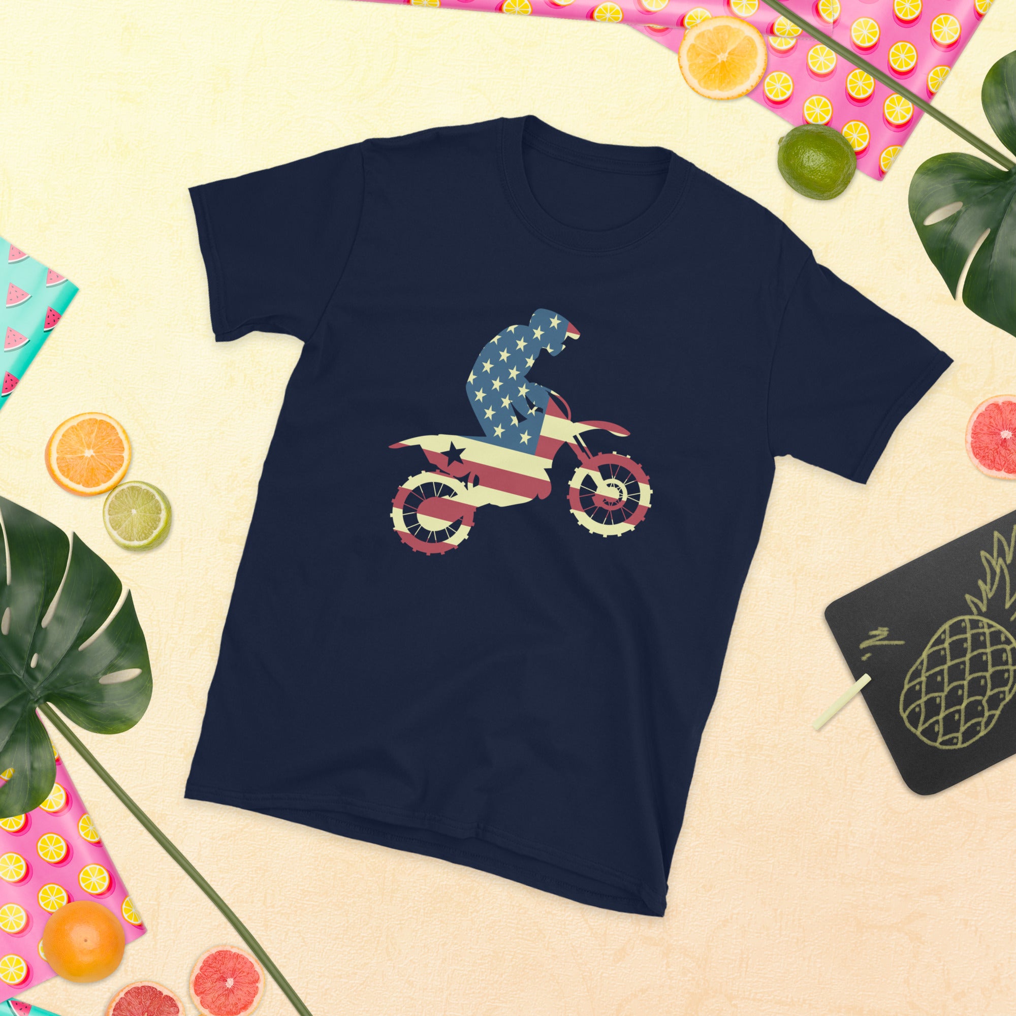 USA American Flag Dirt Bike T-Shirt, Dirt Bike Shirt, Dirt Bike Gift, Dirt Biking Shirt, Dirt Biking Gift, Dirt Bike Lover Shirt, Biker Tee - Madeinsea©