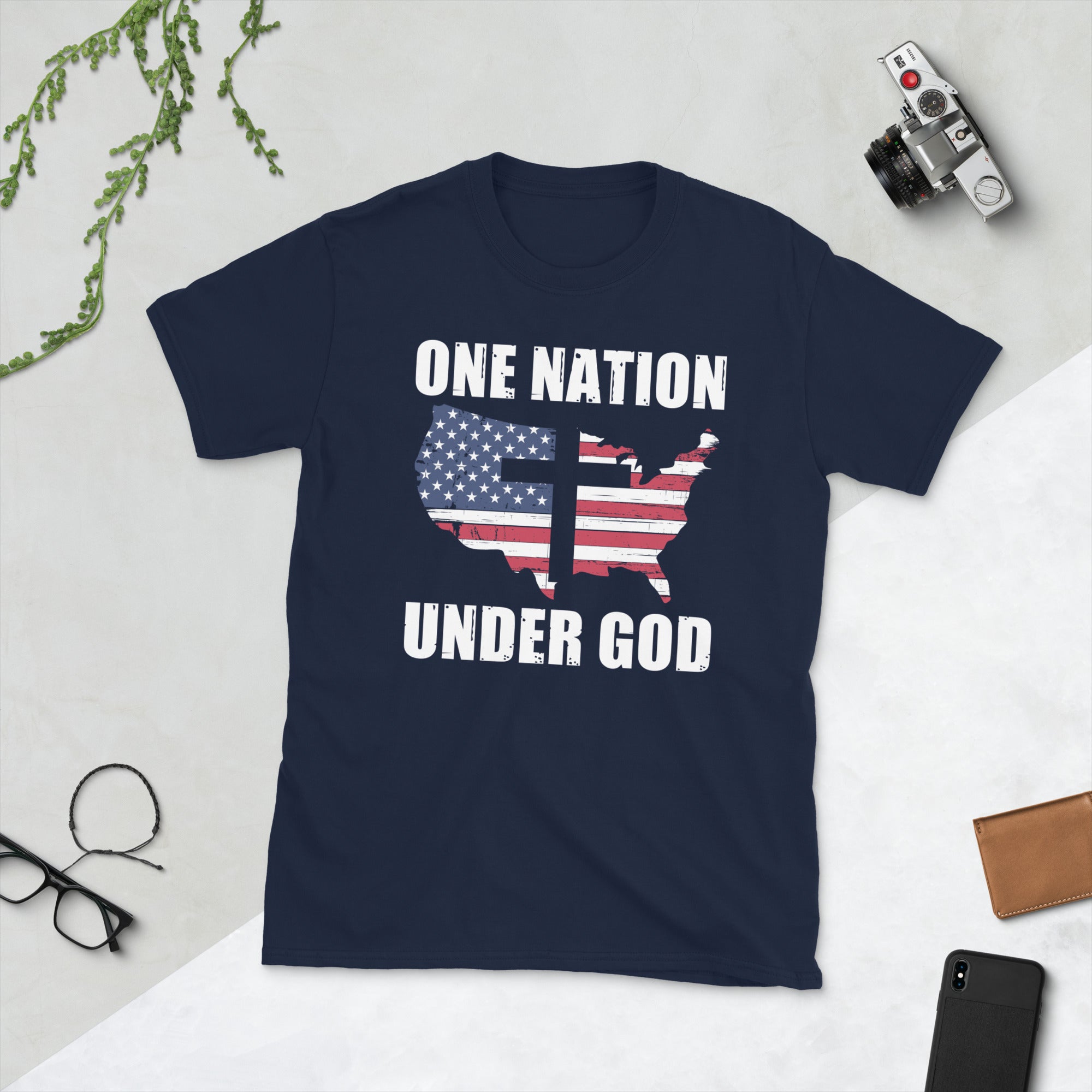 One Nation Under God Shirt, American Pride, Patriotic Gift, Freedom Shirt, USA Flag T Shirt, Pledge of Allegiance, Patriot Shirt, USA Cross - Madeinsea©