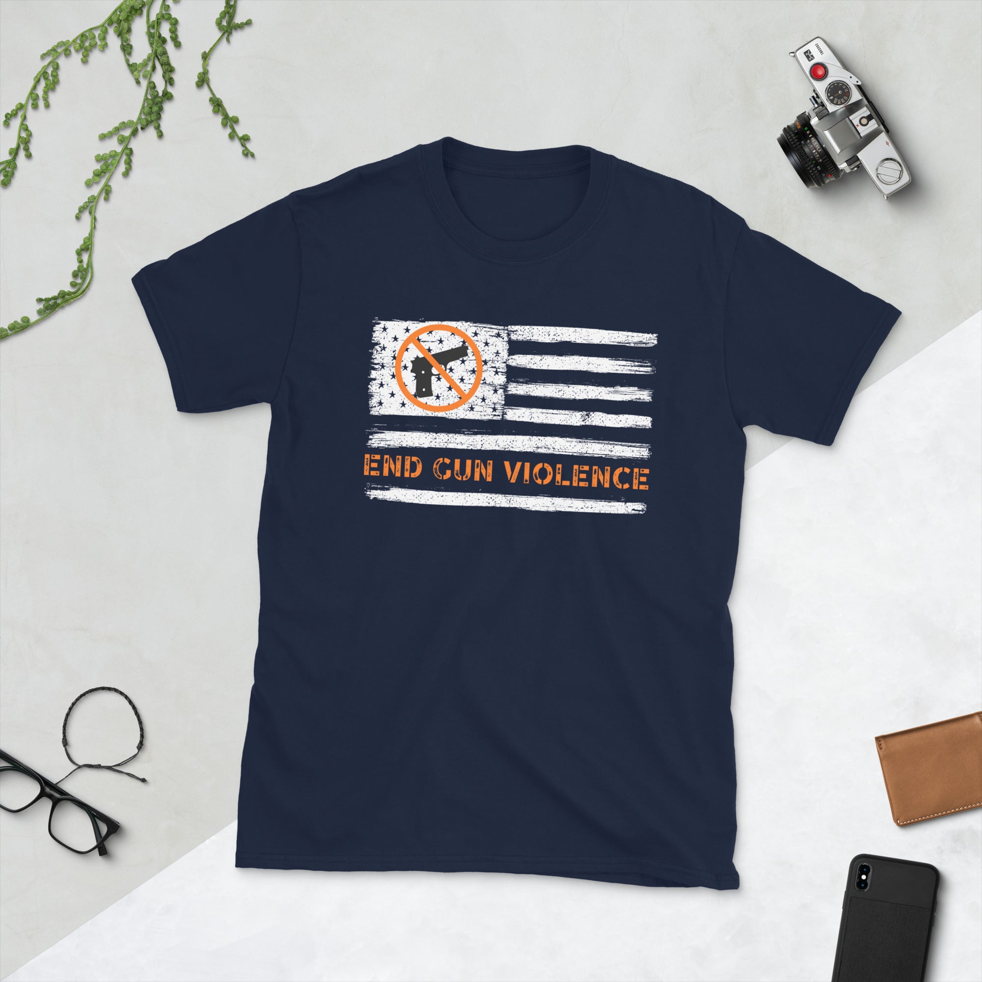 Poner fin a la violencia armada Camisa de la bandera estadounidense, Camisa anti armas, Camiseta de control de armas, Usar camiseta naranja, Camisa suficiente, Camiseta de reforma de armas, Regalos para detener las armas