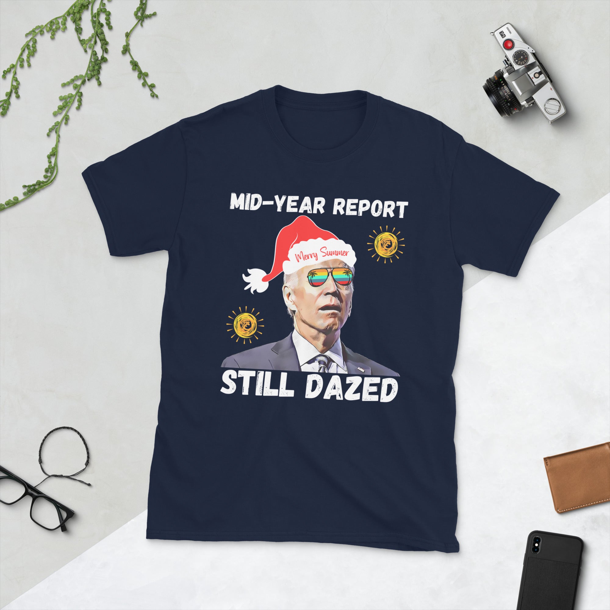 Christmas In July Biden Shirt, Mid Year Report Still Dazed, Summer Holiday TShirt, Mid Year Report Funny Santa Biden Tee, Republican Gifts