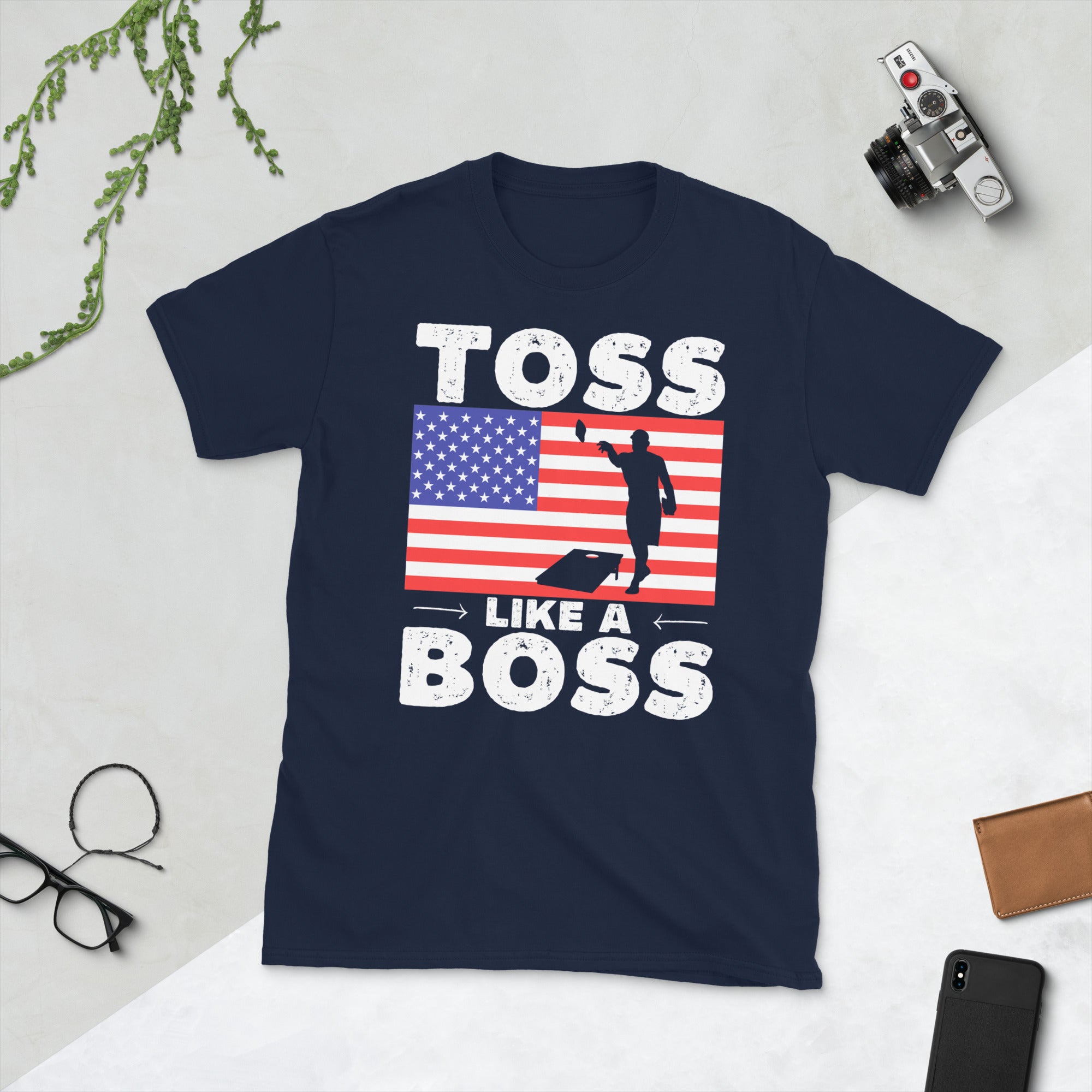 Toss Like A Boss, Funny Cornhole Shirt, Corn Hole Player Gifts, Cornhole Board, Cornhole Tees, American Flag, Cornhole Player Tshirt
