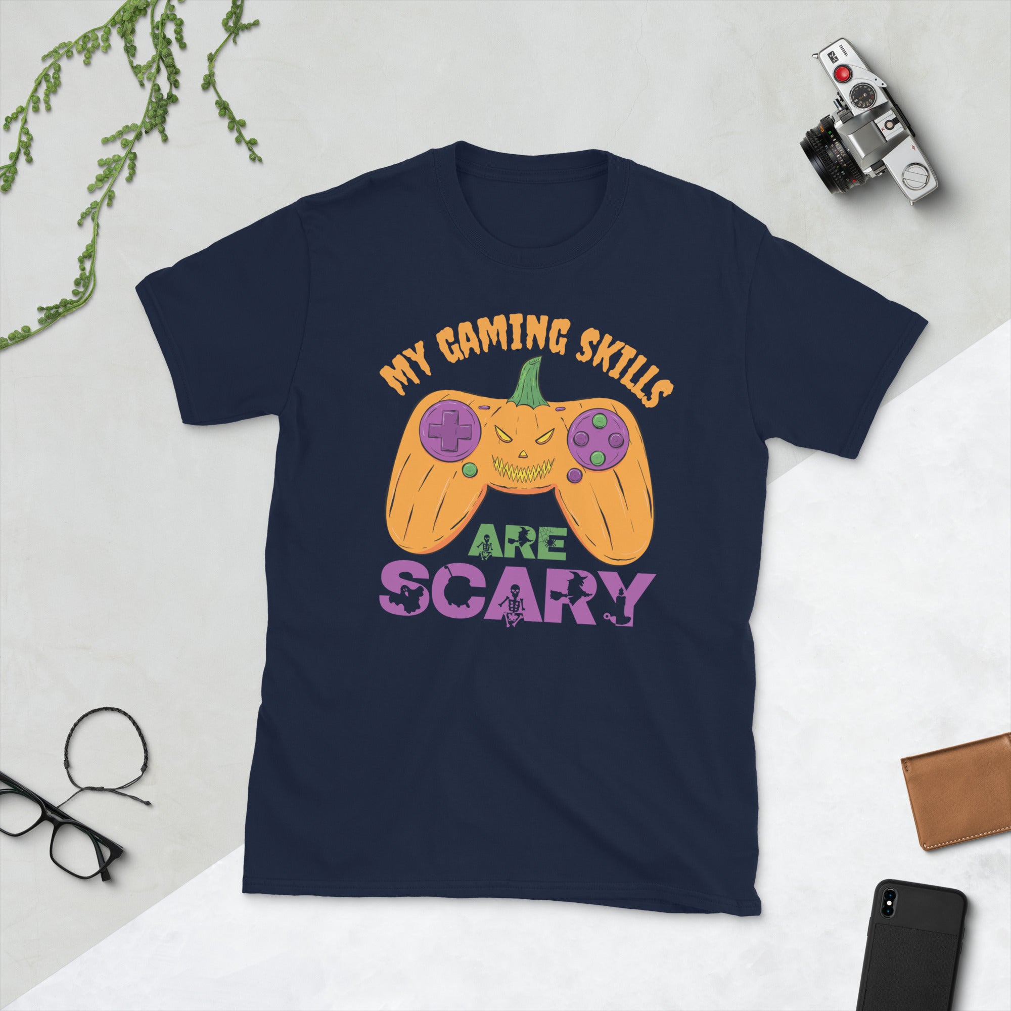 My Gaming Skills Are Scary, Funny Halloween Gamer Shirt, Pumpkin Video Gamer Controller Gifts, Halloween Gamer Costume, Jack O Lantern Shirt