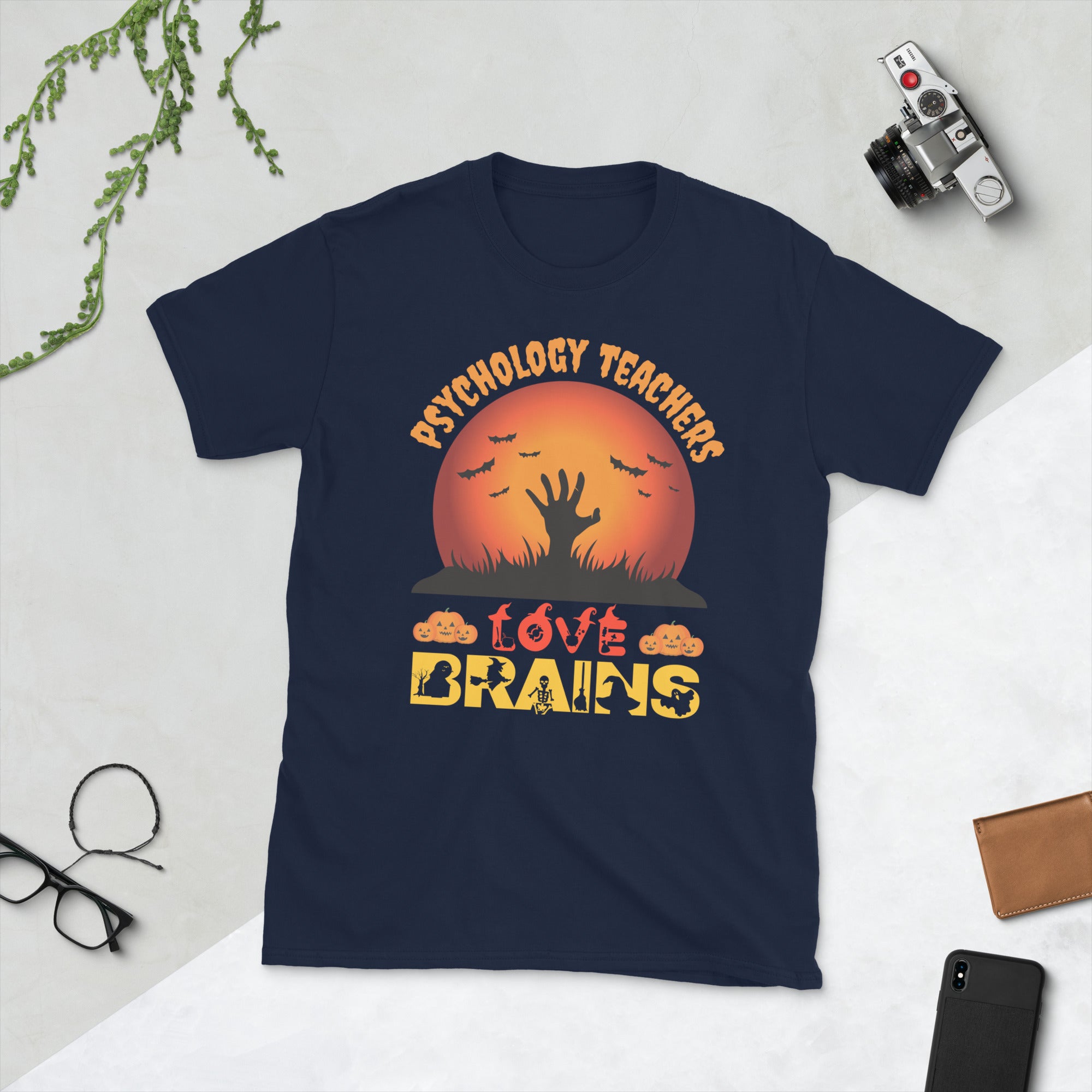 T-shirt pour professeurs de psychologie, t-shirt pour professeurs d'Halloween, cadeau d'automne pour professeur, t-shirt de costume d'Halloween, t-shirt pour professeur Spooky Vibes