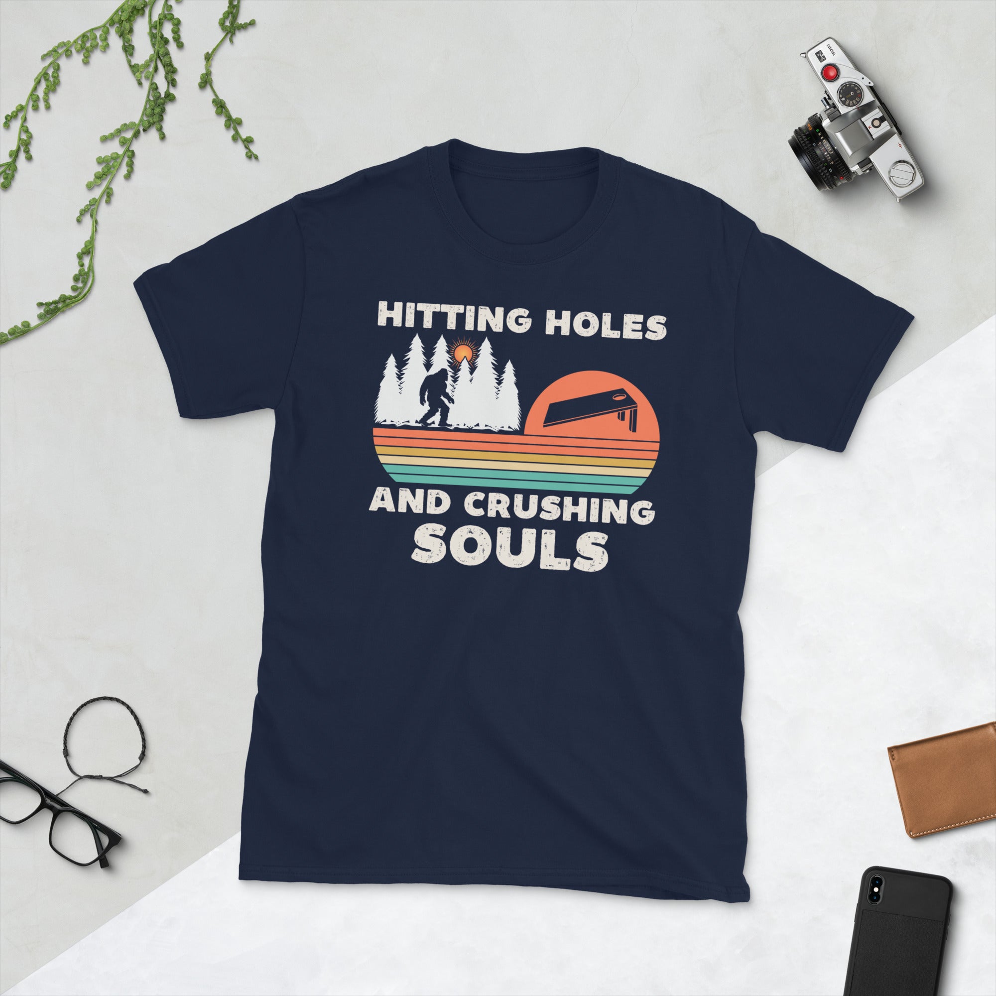 Hitting Holes And Crushing Souls Bigfoot Cornhole Shirt, Funny Cornhole Shirt, Corn Hole Team Gifts, Cornquatch Team Custom Shirts - Madeinsea©