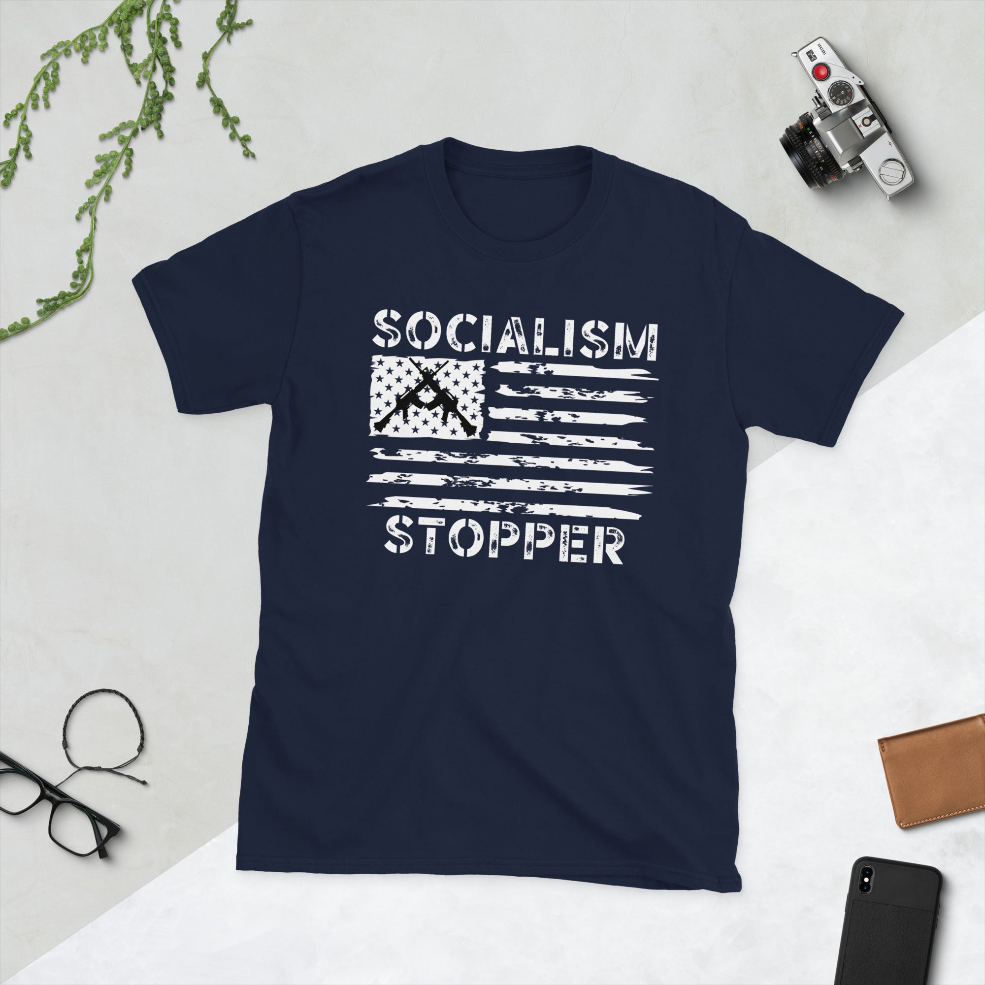 Socialism Stopper Pro Guns Shirt, Vintage USA Flag 2nd Amendment Patriotic Tshirt, Republican Shirt, Anti Socialism, Patriotic Gifts For Men - Madeinsea©