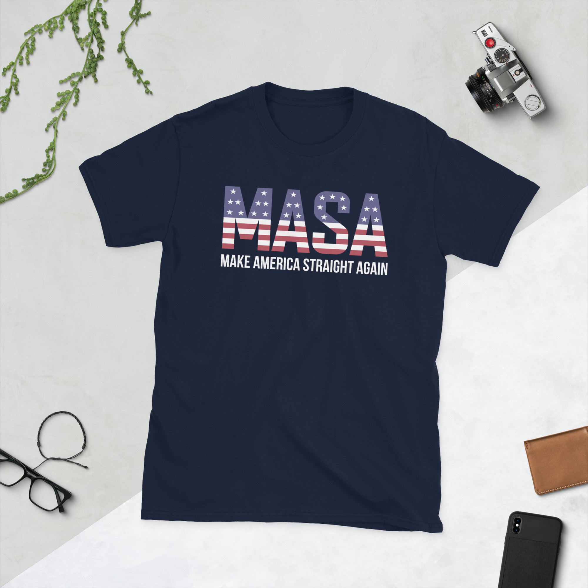 MASA Make America Straight Again, Camisa republicana, Regalos patrióticos, Camiseta de papá, Camiseta con bandera estadounidense, Camiseta divertida de Trump, Camiseta del 4 de julio