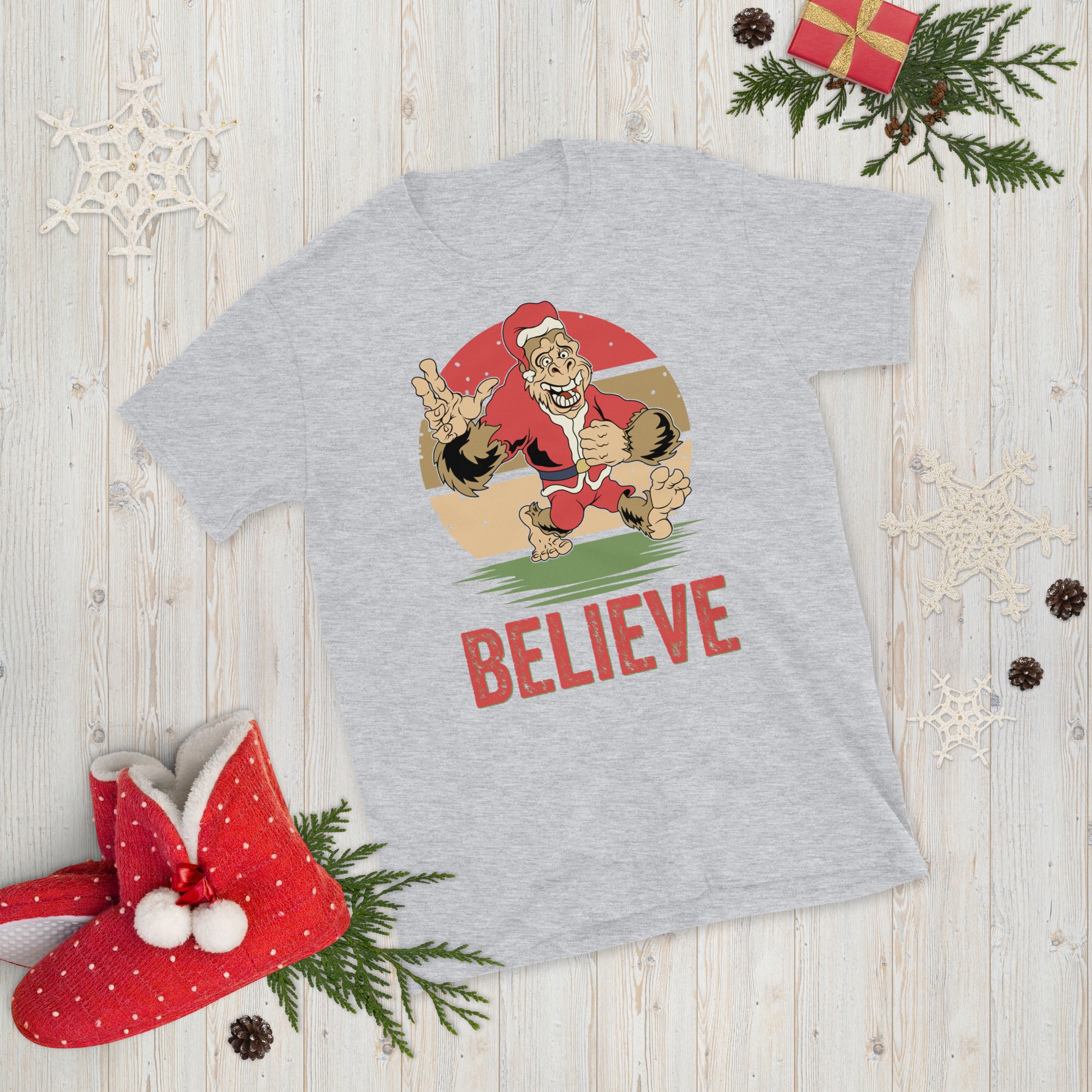 Believe Bigfoot Shirt, Christmas Shirt, Christmas Bigfoot Shirt, Sasquatch Santa Shirt, Bigfoot Xmas T Shirt, Bigfoot Lover Christmas Gift - Madeinsea©