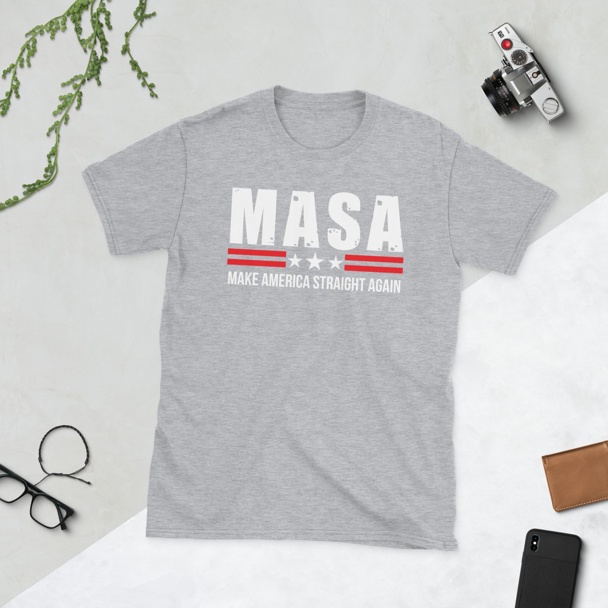 MASA Make America Straight Again, Republikaner Shirt, Patriotische Geschenke, Papa T-Shirt, US Amerikanische Flagge T-Shirt, Lustiges Trump T-Shirt, 4. Juli