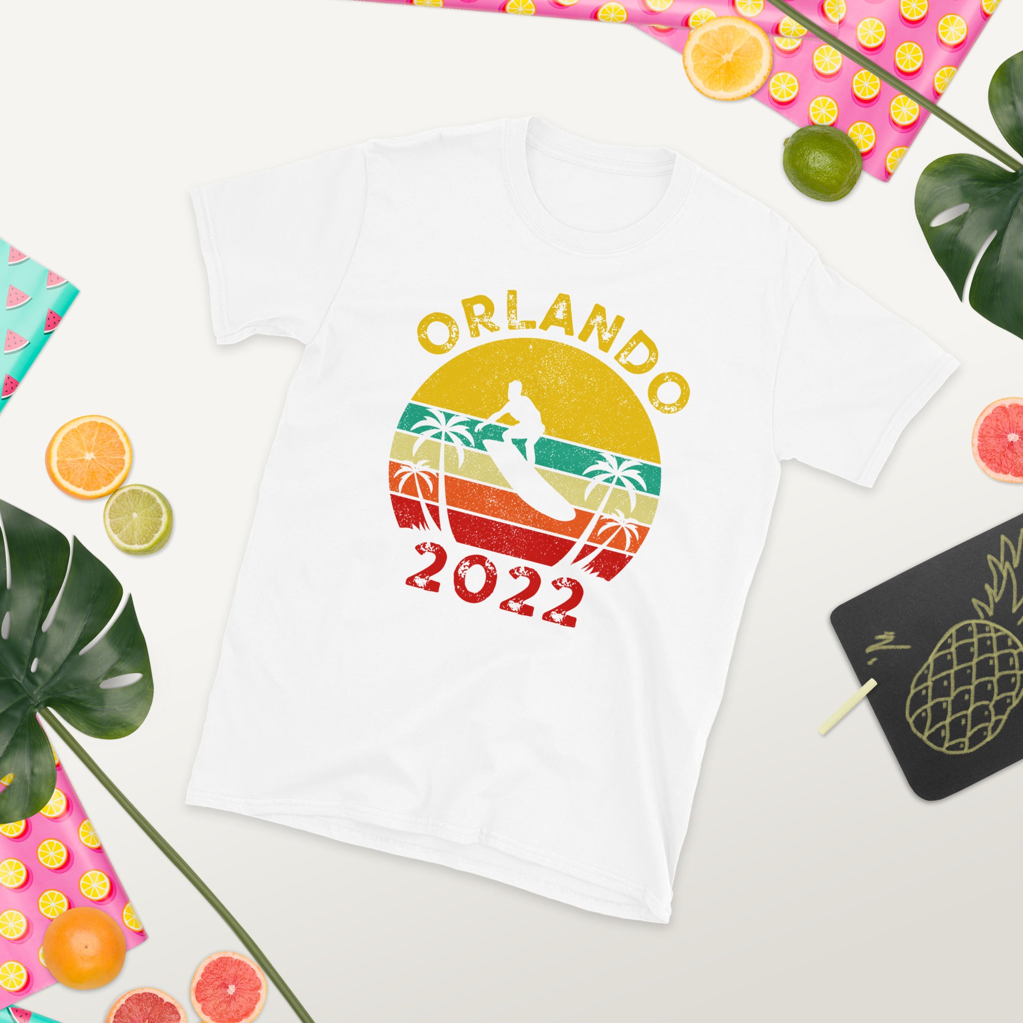 Orlando Florida Summer 2022 Retro Shirt, Florida Surfing Shirt, Orlando Family Vacation Shirt,Orlando Florida Gift, Matching Trip Gift Shirt