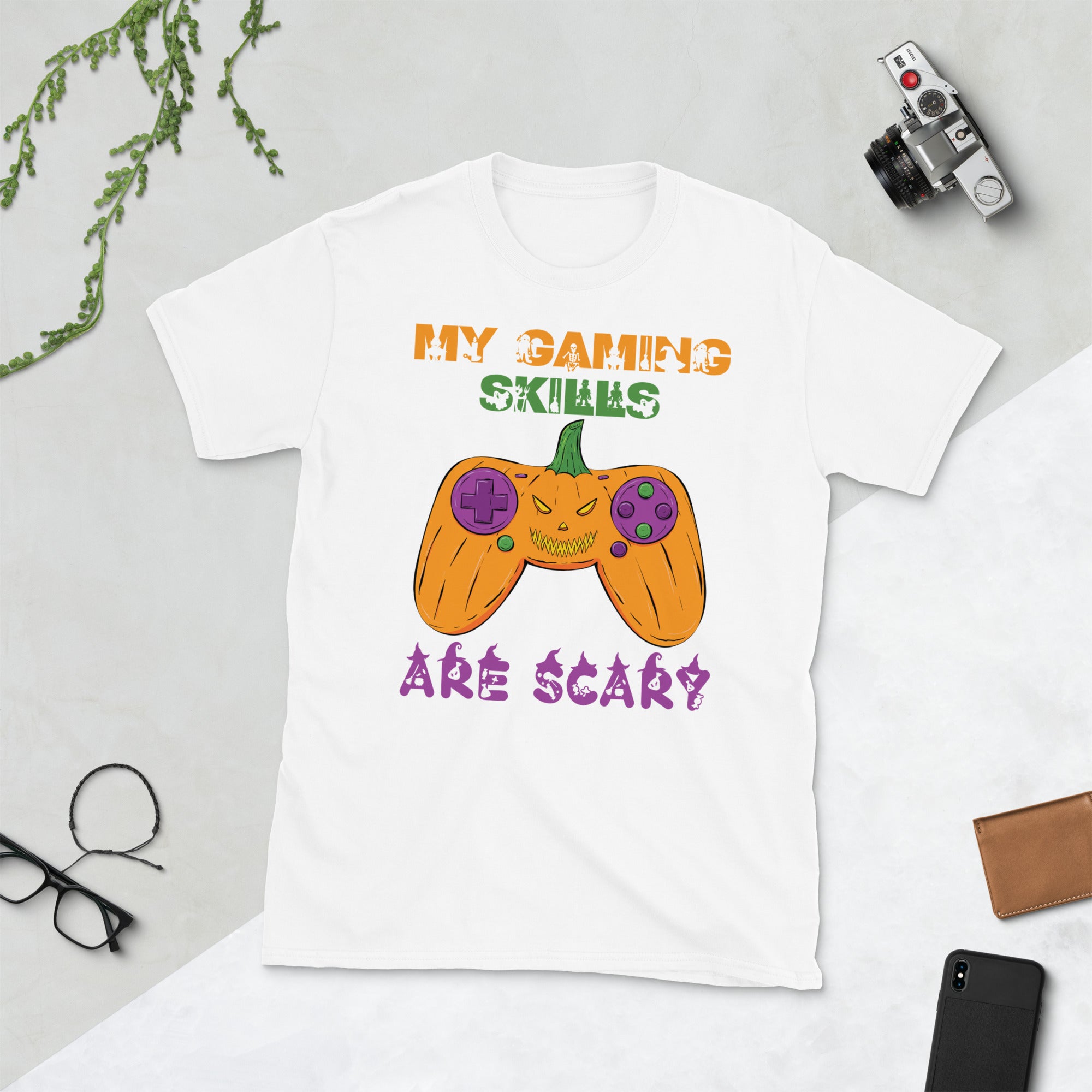 My Gaming Skills Are Scary, Funny Halloween Gamer Shirt, Pumpkin Video Gamer Controller Gifts, Halloween Gamer Costume, Jack O Lantern Shirt