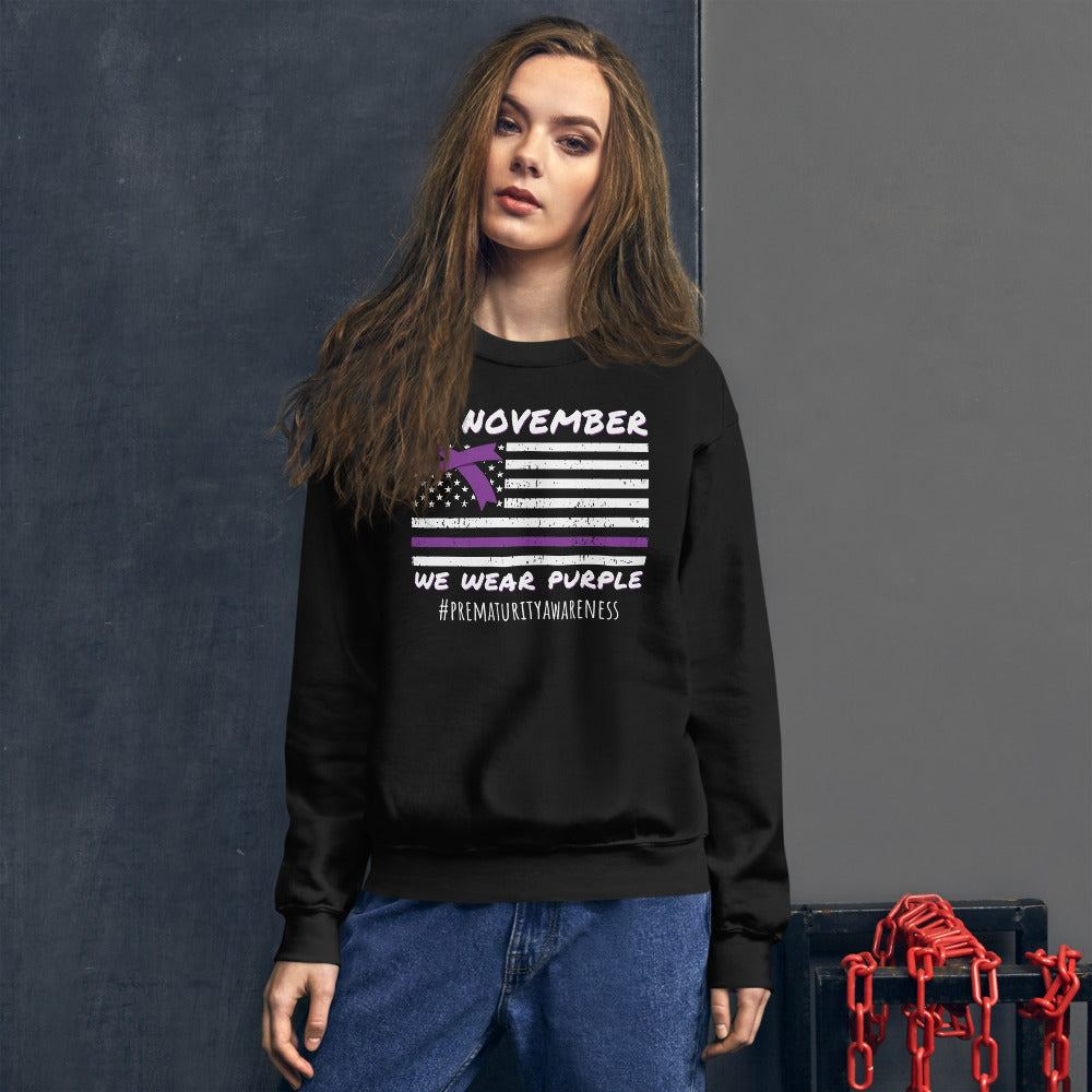 Prematurity Awareness Ribbon Sweatshirt, In November We Wear Purple Sweatshirt, Prematurity Shirt, World Prematurity, NICU Staff Sweatshirt - Madeinsea©