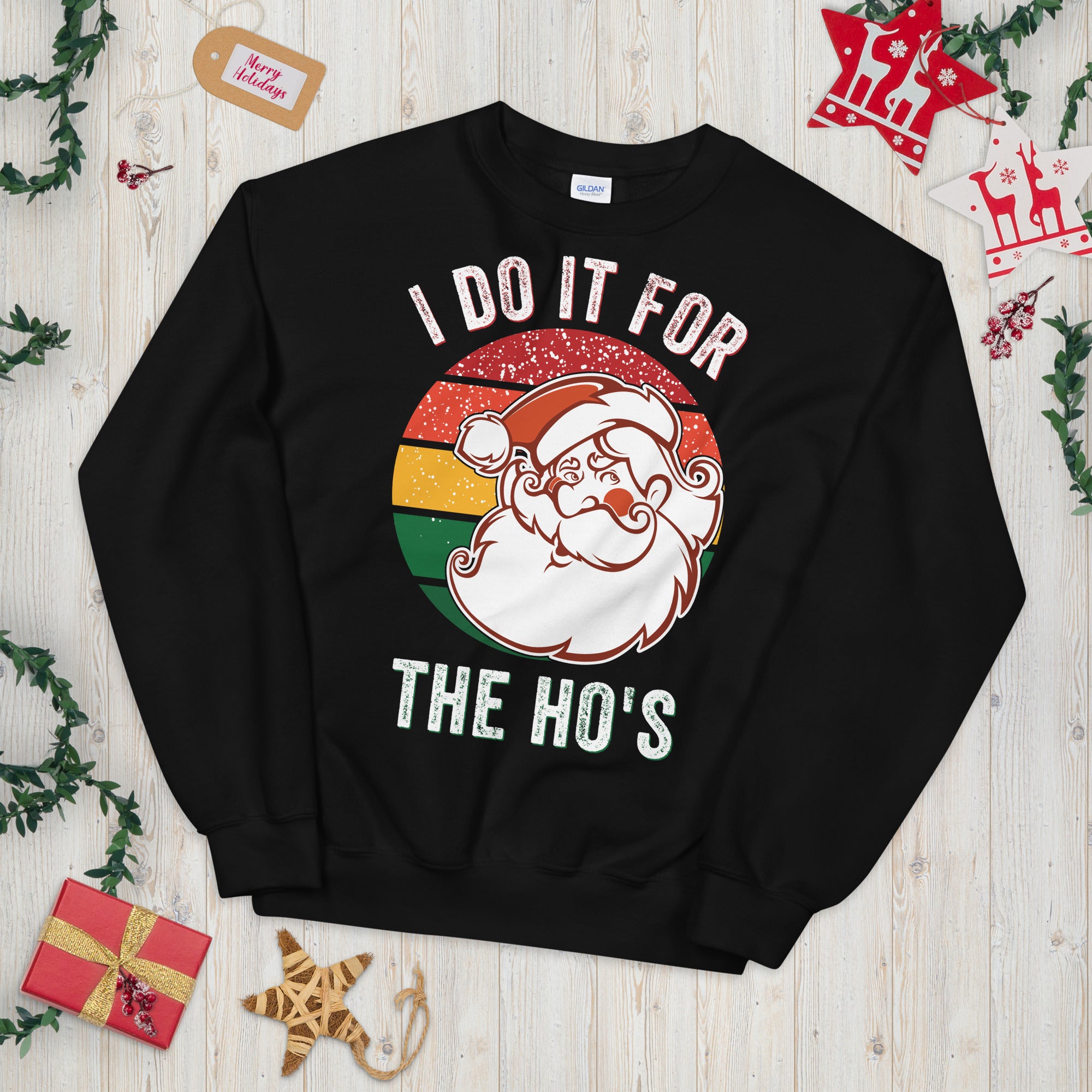 I Do It For The Hos Sweatshirt, Rude Christmas Sweater, Santa Face Shirt, Santa Face Sweatshirt, Rude Xmas Sweatshirt, Offensive Xmas Gifts - Madeinsea©