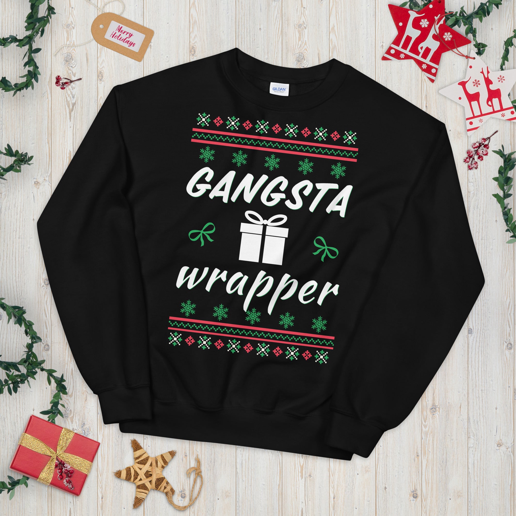 Gangsta Wrapper Sweatshirt, Christmas Gift, Cute Christmas Sweater, Christmas Ugly Sweater, Couple Christmas Sweaters, Funny Christmas Gifts - Madeinsea©