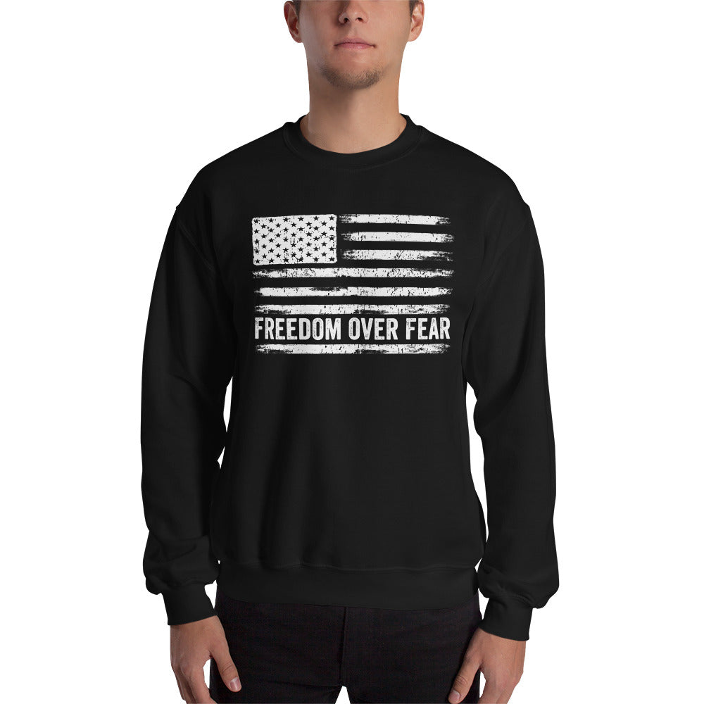 Freedom Over Fear Sweatshirt, Medical Freedom Shirt, Patriotic Gift, Proud American, American Veteran Sweater, Vintage USA Flag, 4th of July - Madeinsea©