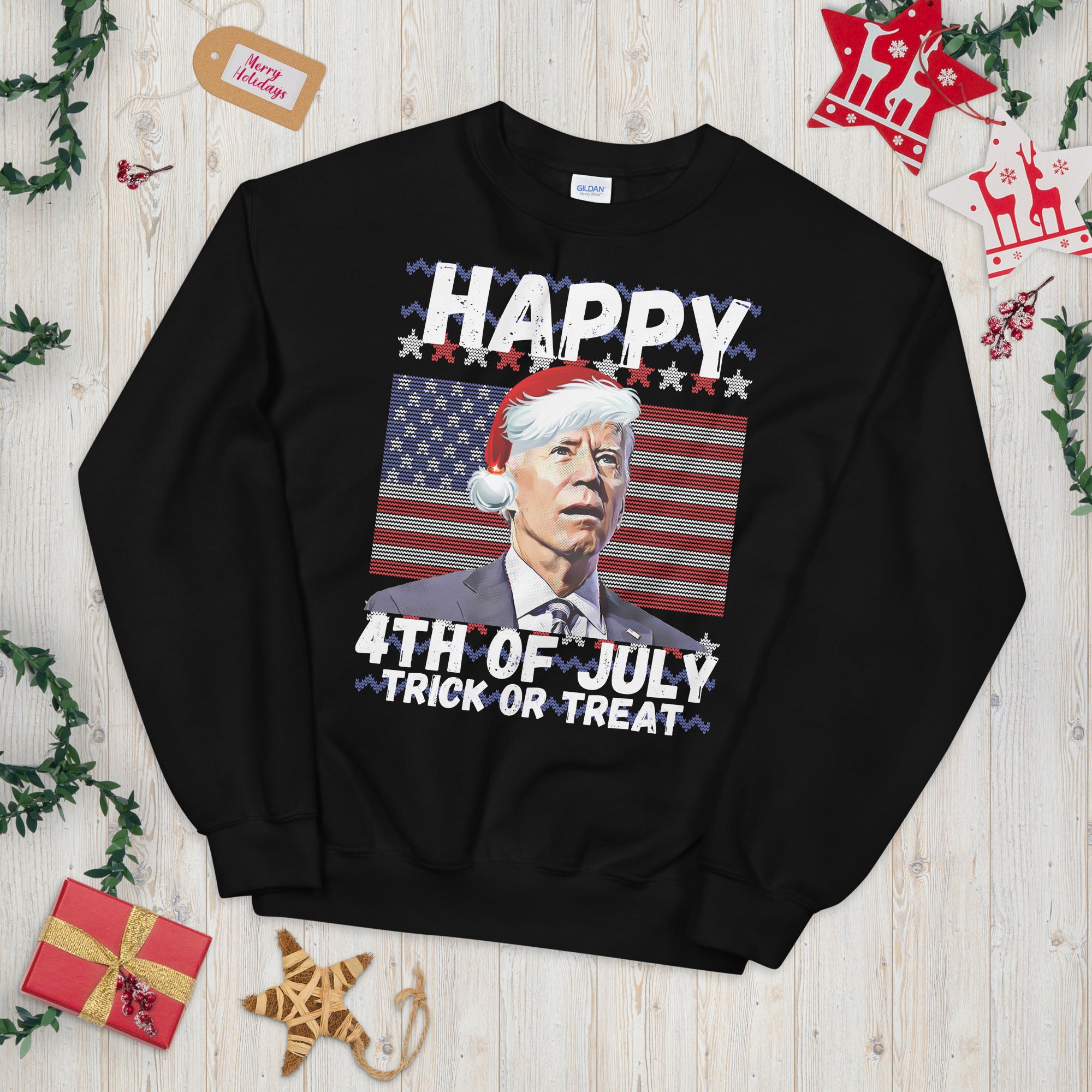 Santa Joe Biden Happy 4th of July Ugly Christmas Sweater, Funny Christmas Anti Biden Sweatshirt, Confused Biden Shirt, Funny Christmas Gift - Madeinsea©