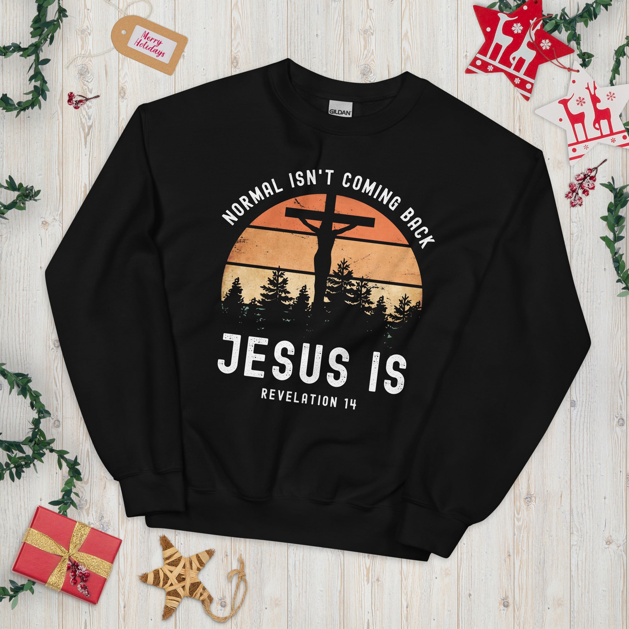 Normal Isn't Coming Back Jesus Is, Offenbarung 14 Sweatshirt, Bibelvers, Jesus Sweatshirt, Glaube Shirt, religiöses Shirt, motivierende Geschenke