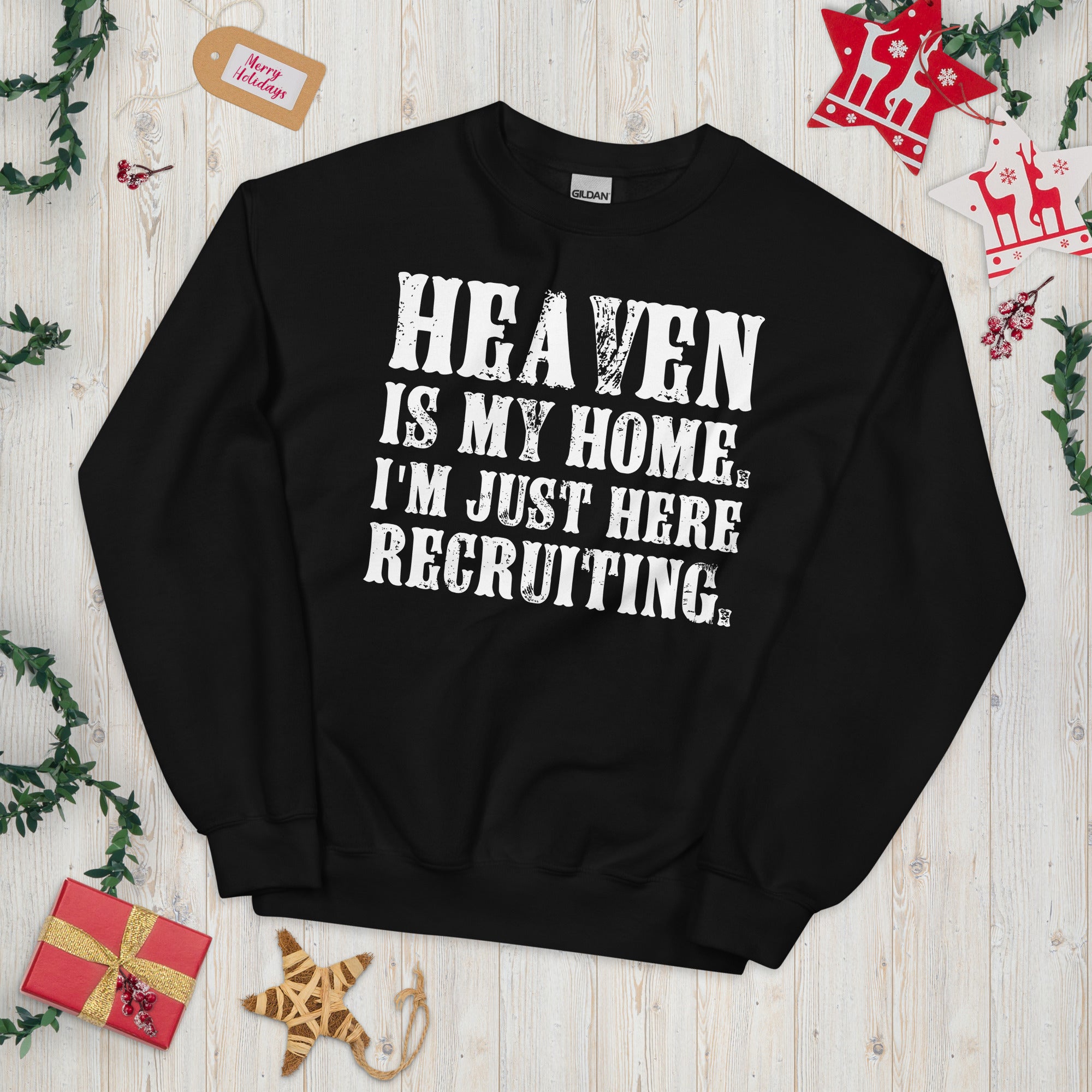 Heaven Is My Home I&#39;m Just Here Recruiting Jesus Christian Shirt, Jesus Sweatshirt, Pastor Sweater, Christian Gifts, Funny Priest Shirt - Madeinsea©