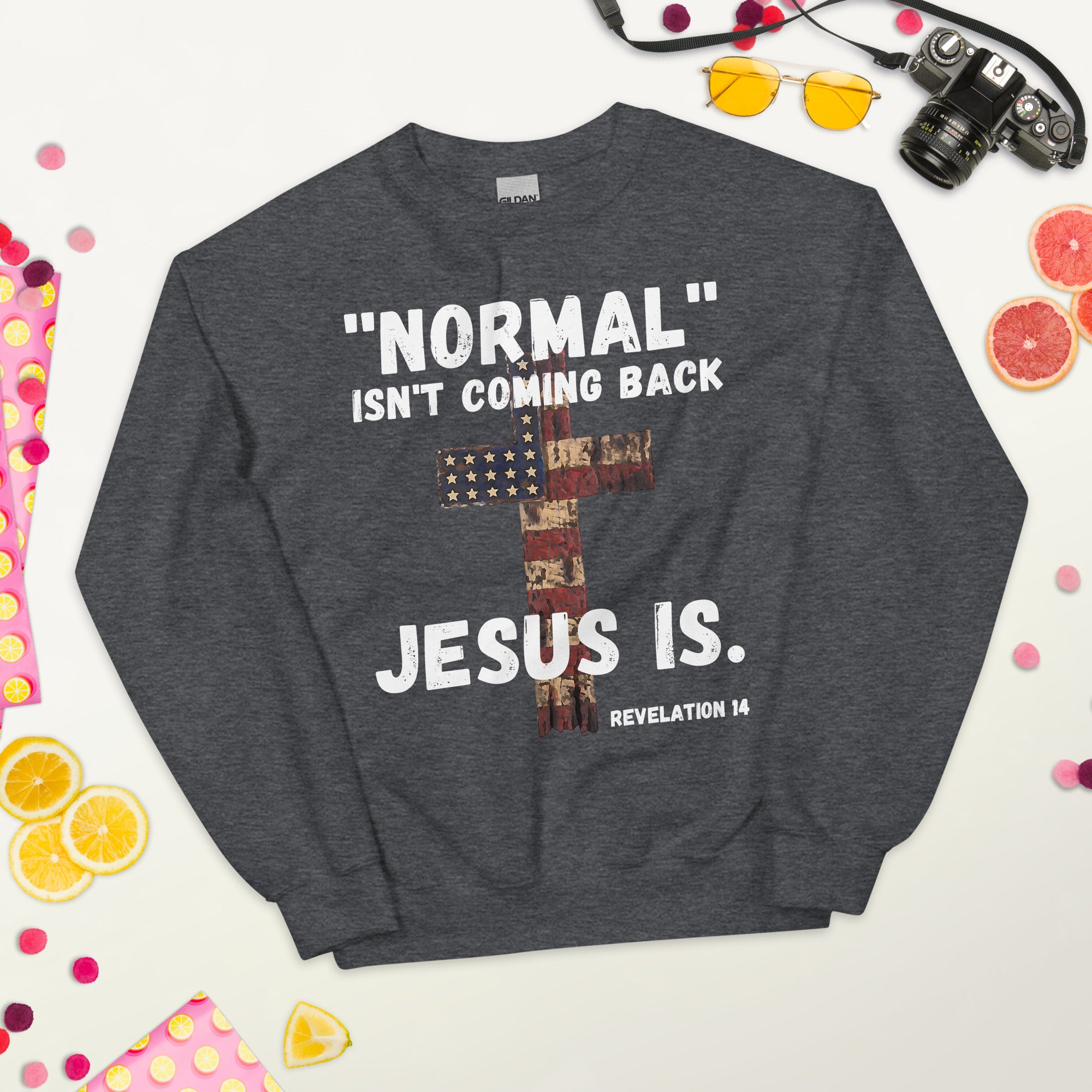 Normal Isnt Coming Back Jesus Is Sweatshirt, Bibelvers Offenbarung 14 Sweatshirt, christliches Shirt, religiöse Geschenke, christlicher Jesus Sweatshirt