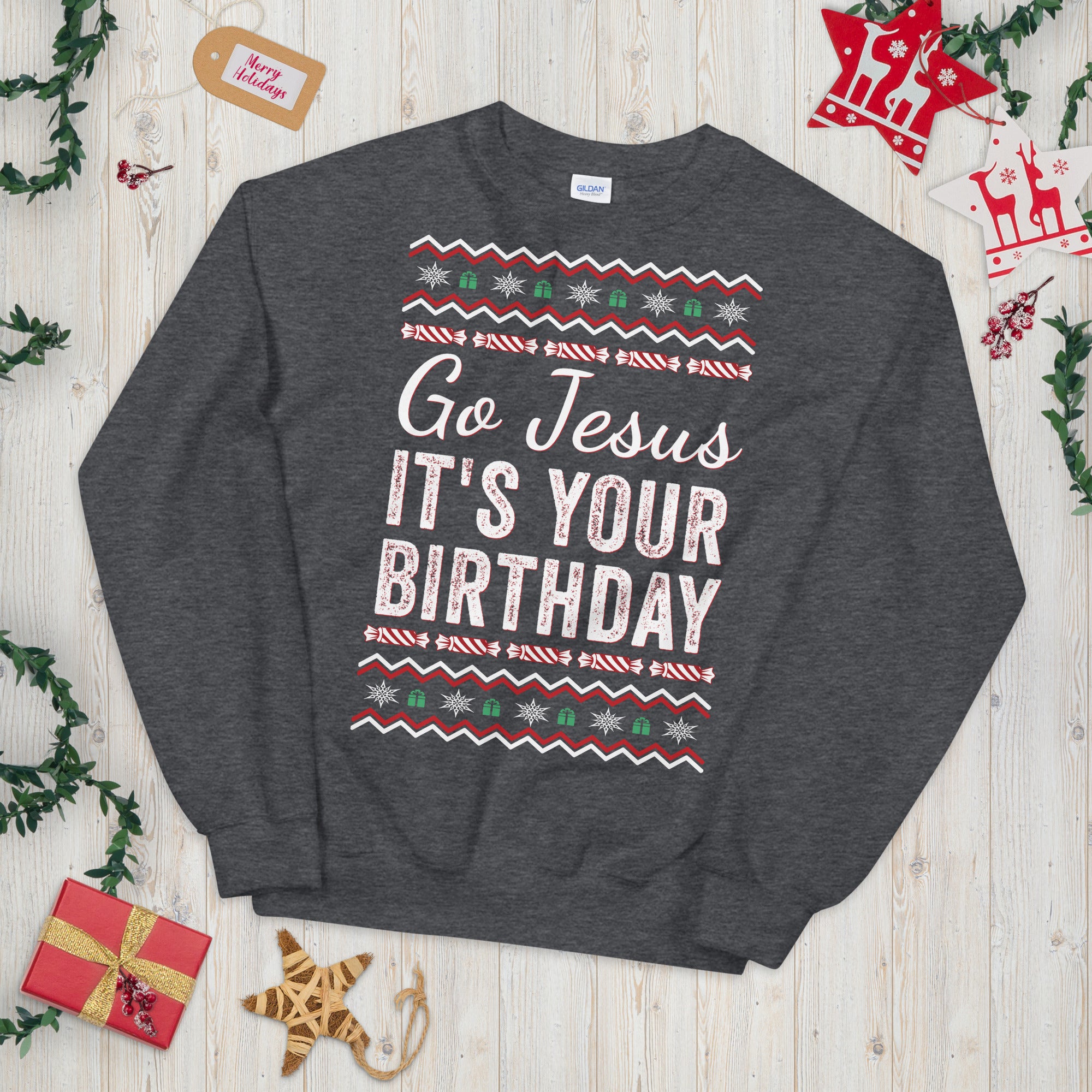 Go Jesus Es tu sudadera navideña de cumpleaños, Go Jesus sudadera, suéter de cumpleaños de Jesús, sudadera navideña, suéter feo de Navidad