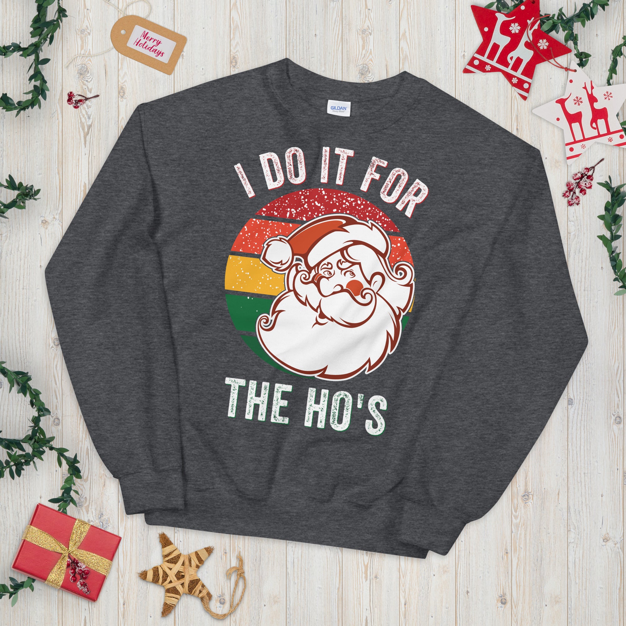 I Do It For The Hos Sweatshirt, Rude Christmas Sweater, Santa Face Shirt, Santa Face Sweatshirt, Rude Xmas Sweatshirt, Offensive Xmas Gifts - Madeinsea©