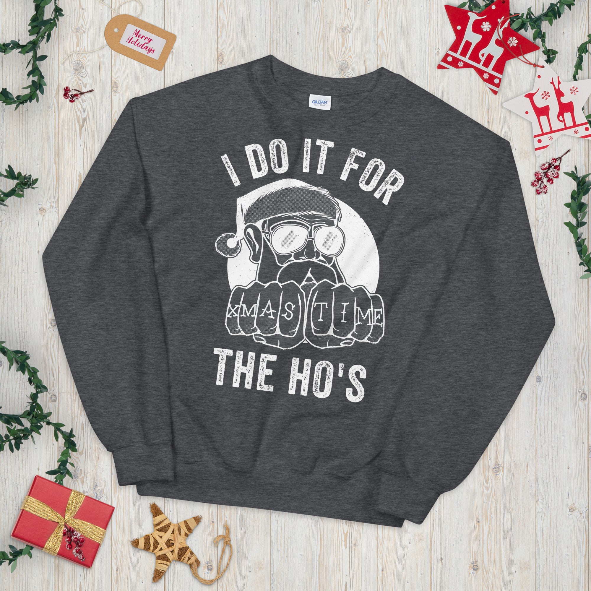 I Do It For The Hos Sweatshirt, Rude Christmas Sweater, Santa Face Shirt, Santa Face Sweatshirt, Rude Xmas Sweatshirt, Offensive Xmas Gifts