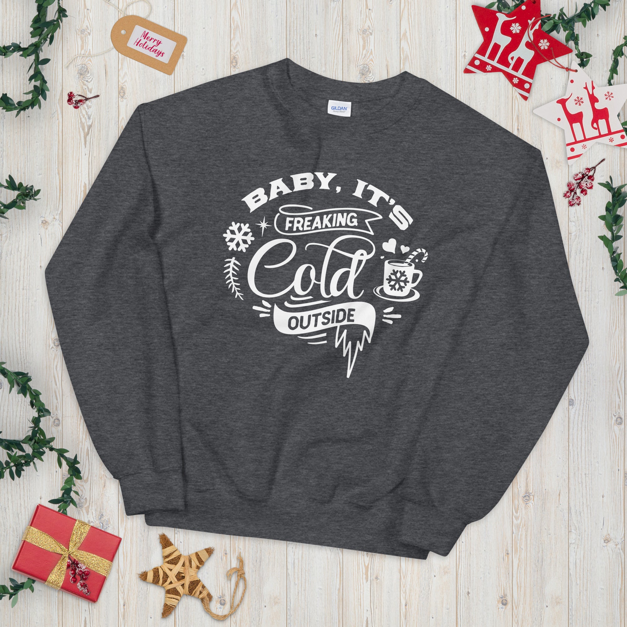 Baby Its Cold Outside Sweatshirt, Winter Sweatshirt, Matching Christmas Sweater, Cute Christmas Sweater, Xmas Couples Gift, Christmas Pajama - Madeinsea©