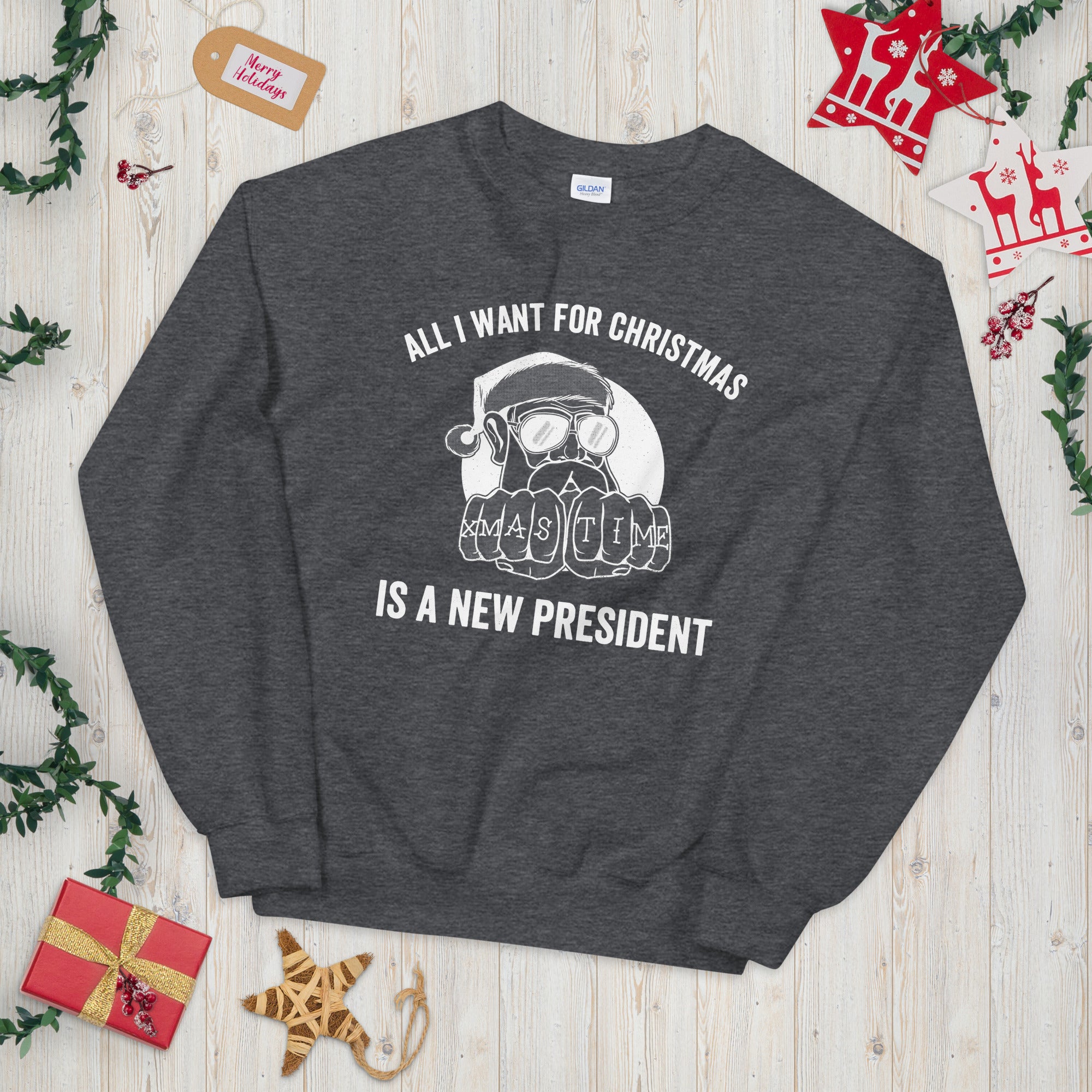 All I Want For Christmas Is A New President Unisex Sweatshirt, Republican Sweater, Republican Gifts, Patriot Shirt, Christmas Biden Sweater - Madeinsea©