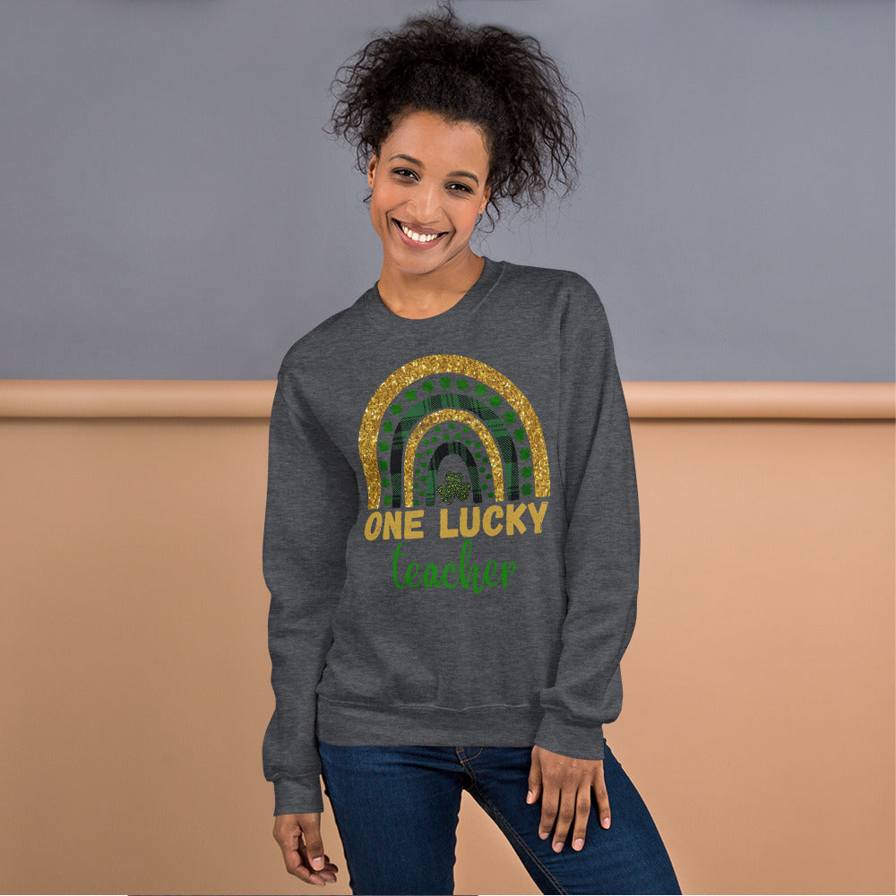 One Lucky Teacher Rainbow Sweater, St Patricks Day Teacher shirt, Irish Teacher shirt, Lucky Shamrock Teacher Sweatshirt, Teacher Gifts - Madeinsea©