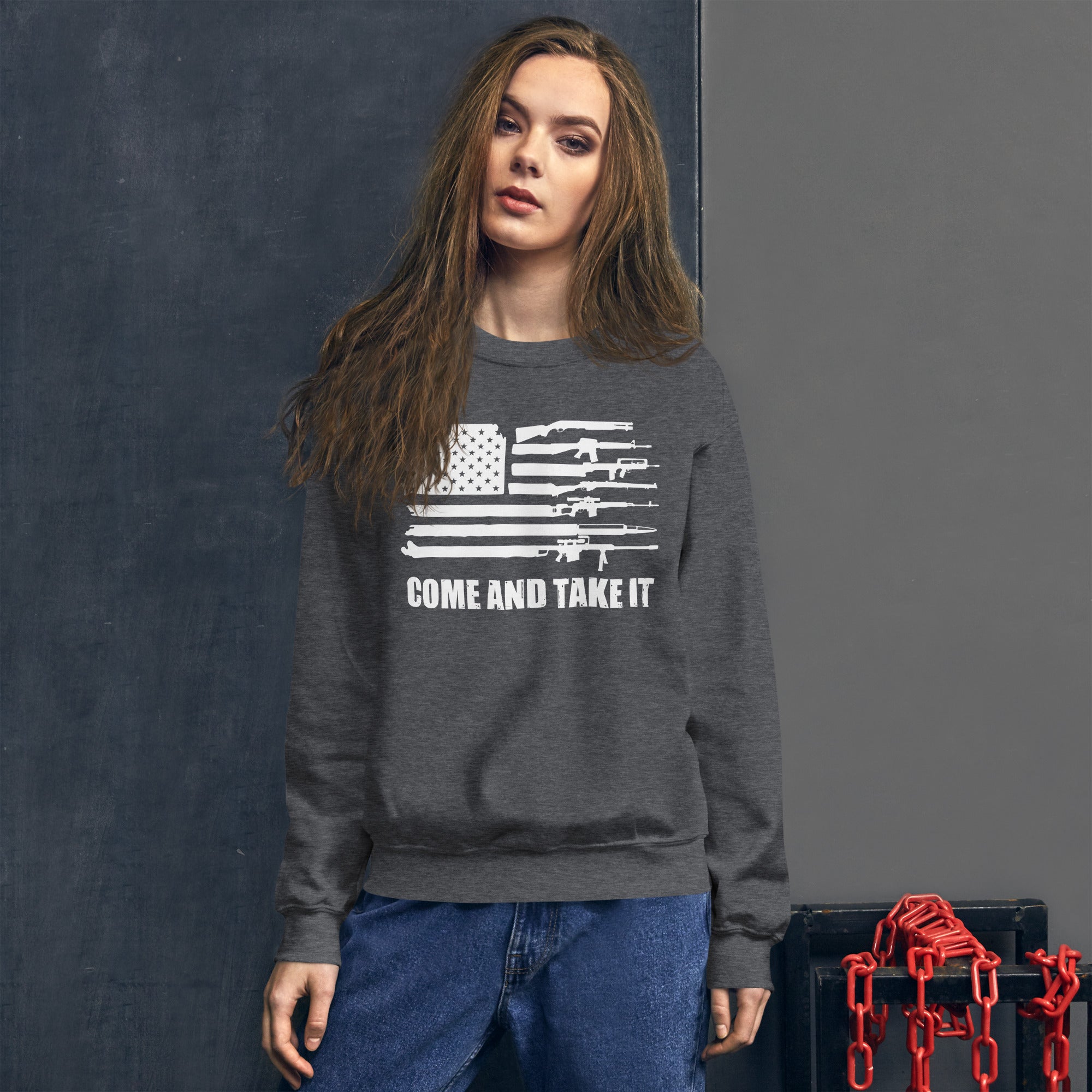 USA Gun Flag Sweater, Come and Take It Sweatshirt, Patriotic Women Shirt, 2nd Amendment Sweatshirt, Pro Guns Shirt, American Patriot Gifts - Madeinsea©