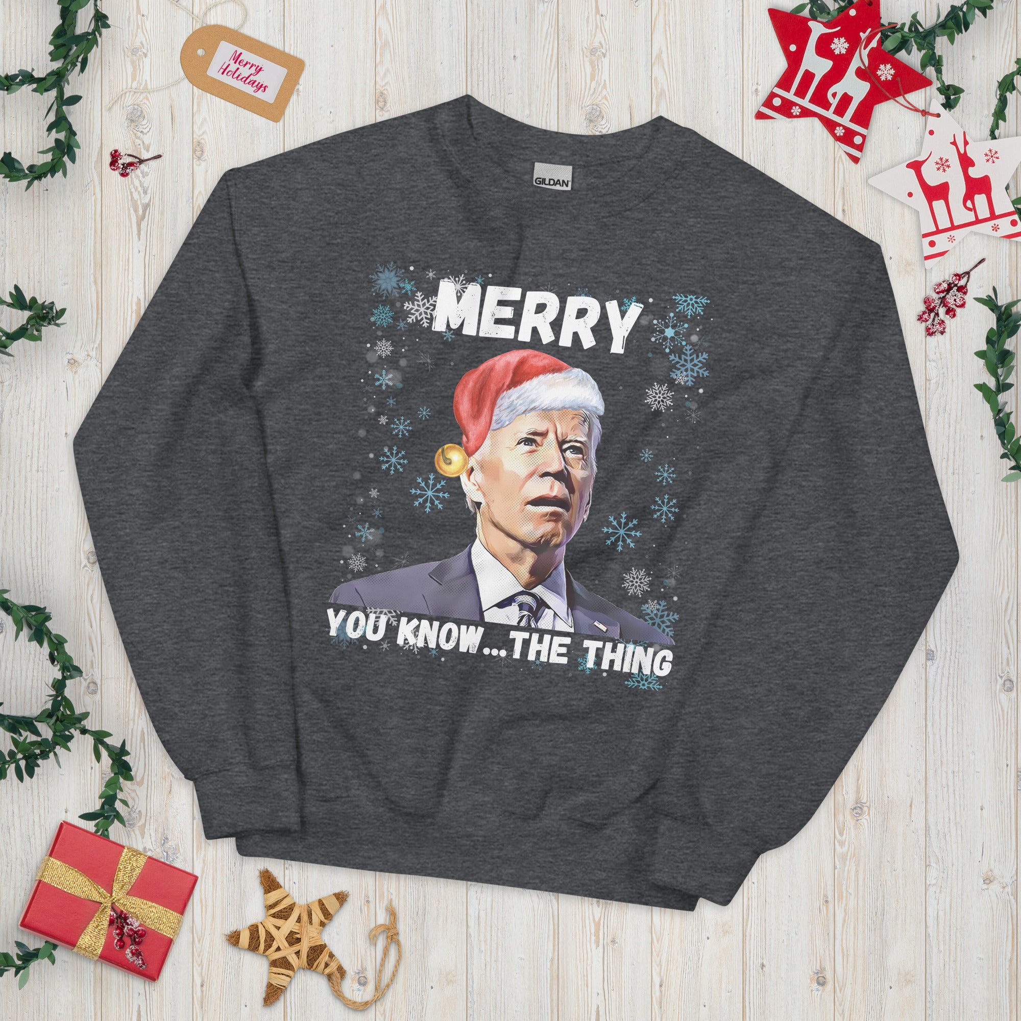 Merry You Know The Thing, Christmas Biden Sweatshirt, Funny Confused Biden Xmas Shirt, Santa Joe Biden Sweater Republican Gift, FJB Crewneck - Madeinsea©