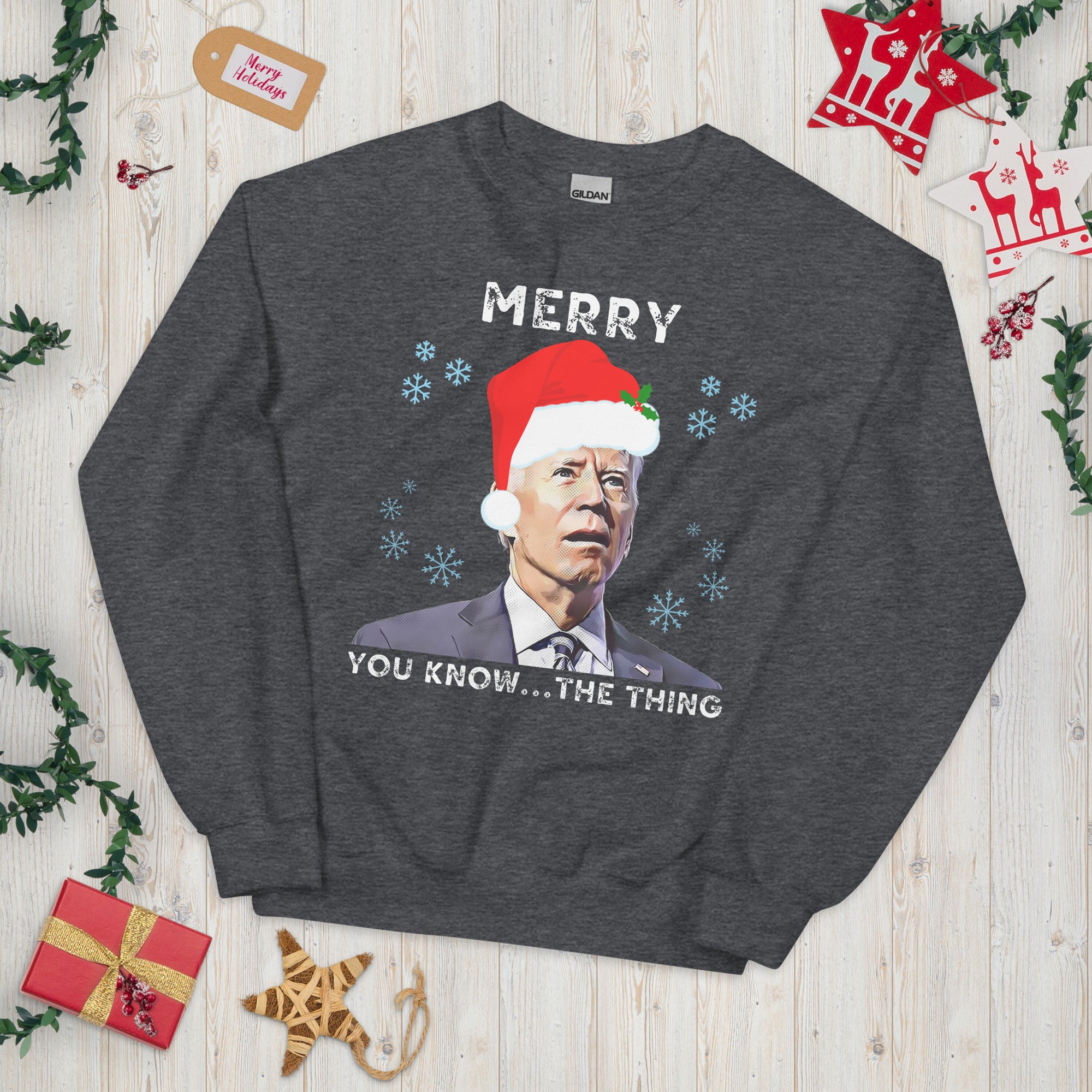 Merry You Know The Thing, Christmas Biden Sweatshirt, Funny Confused Biden Xmas Shirt, Santa Joe Biden Sweater Republican Gift, FJB Crewneck - Madeinsea©