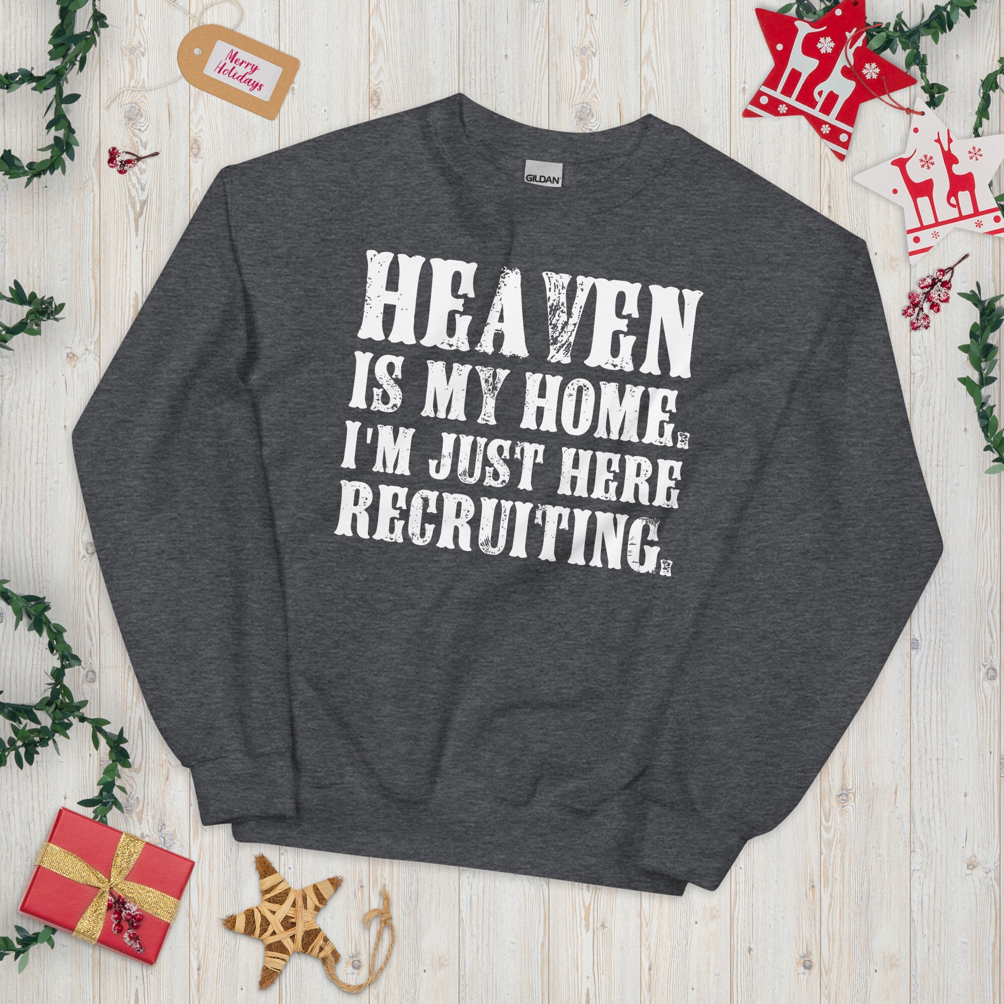 Heaven Is My Home I&#39;m Just Here Recruiting Jesus Christian Shirt, Jesus Sweatshirt, Pastor Sweater, Christian Gifts, Funny Priest Shirt - Madeinsea©