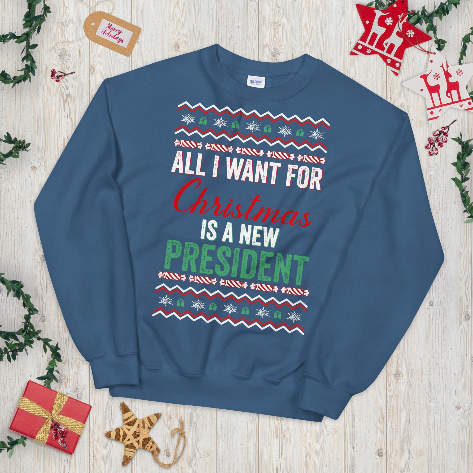 All I Want For Christmas Is A New President, FJB Christmas Sweatshirt, Anti Biden Christmas Sweatshirt, Conservative Sweatshirt, FJB Sweater - Madeinsea©