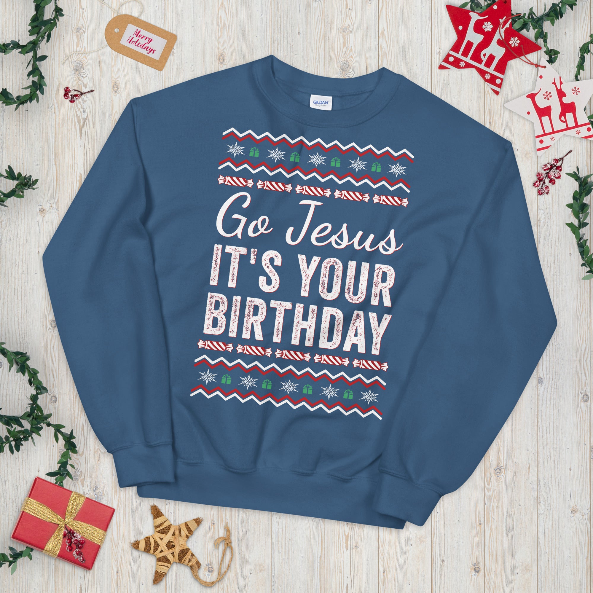 Go Jesus Es tu sudadera navideña de cumpleaños, Go Jesus sudadera, suéter de cumpleaños de Jesús, sudadera navideña, suéter feo de Navidad