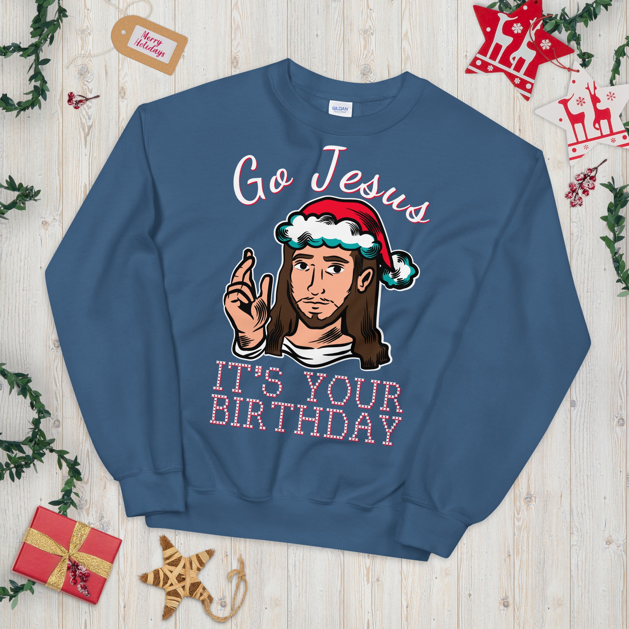 Go Jesus It es Your Birthday Weihnachtspullover, Go Jesus Sweatshirt, Jesus Geburtstagspullover, Urlaubspullover, Hässlicher Weihnachtspullover