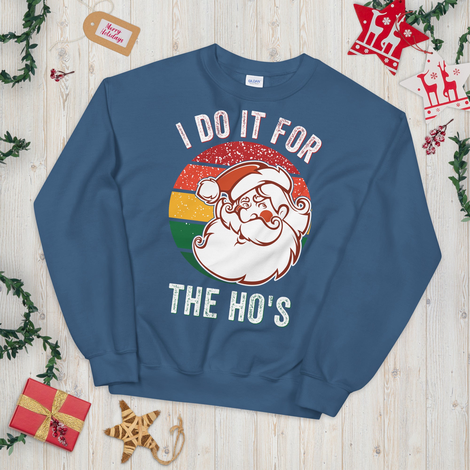 I Do It For The Hos Sweatshirt, Rude Christmas Sweater, Santa Face Shirt, Santa Face Sweatshirt, Rude Xmas Sweatshirt, Offensive Xmas Gifts - Madeinsea©