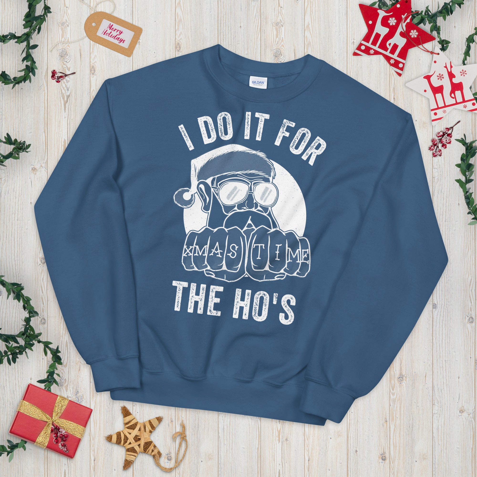 I Do It For The Hos Sweatshirt, Rude Christmas Sweater, Santa Face Shirt, Santa Face Sweatshirt, Rude Xmas Sweatshirt, Offensive Xmas Gifts - Madeinsea©