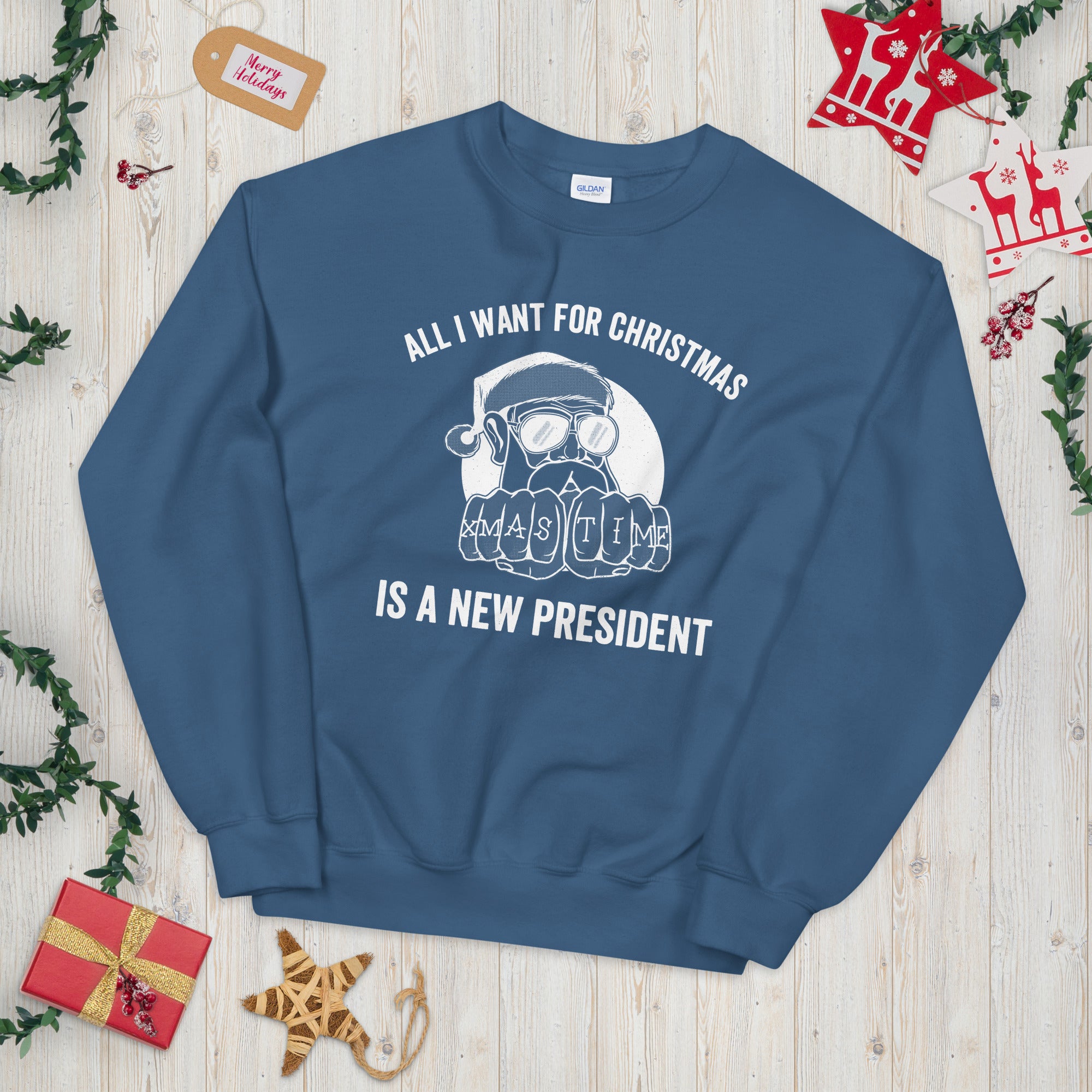 All I Want For Christmas Is A New President Unisex Sweatshirt, Republican Sweater, Republican Gifts, Patriot Shirt, Christmas Biden Sweater - Madeinsea©